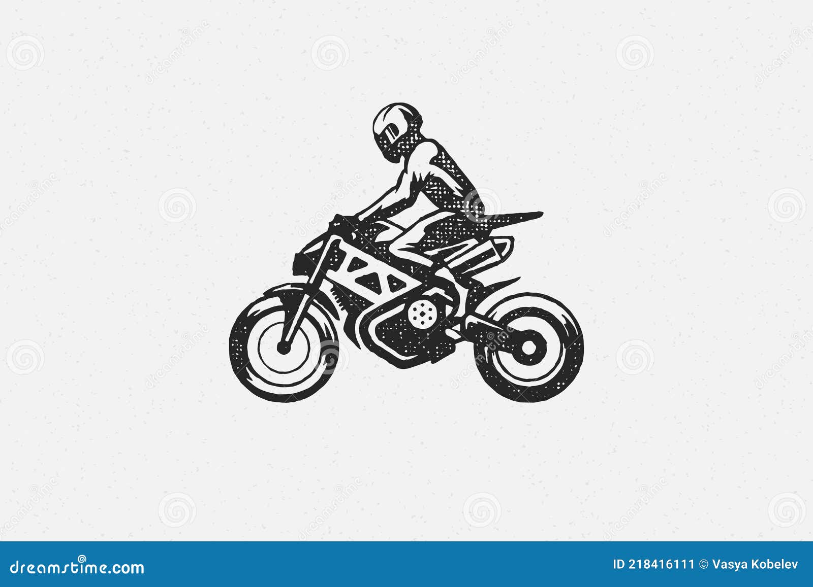 Motocross Motocicleta Desenhado Mão Ilustração Vetorial imagem