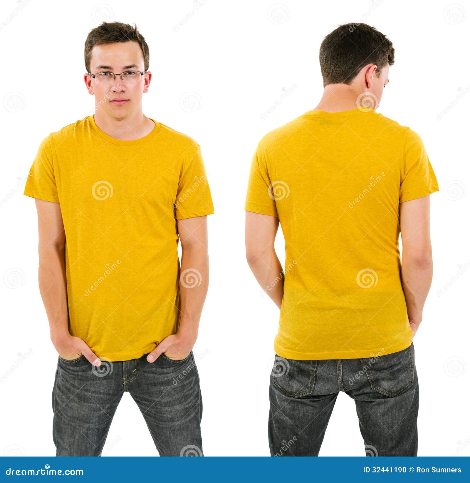 Homem Com Camisa Amarela Lisa E óculos Foto de Stock - Imagem de jeans,  vidros: 32441190, image size:1600x1643