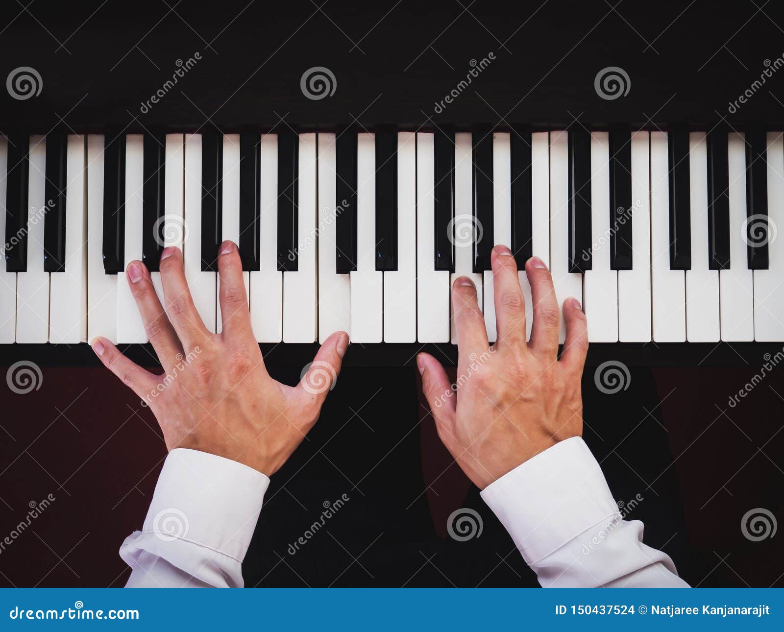 Close-up, de, mão homem, piano jogo