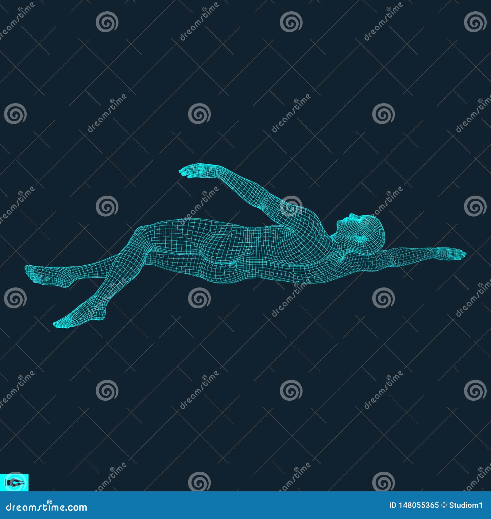Download 3D Swimming Man. Vector Image Of A Swimmer. Human Body ...