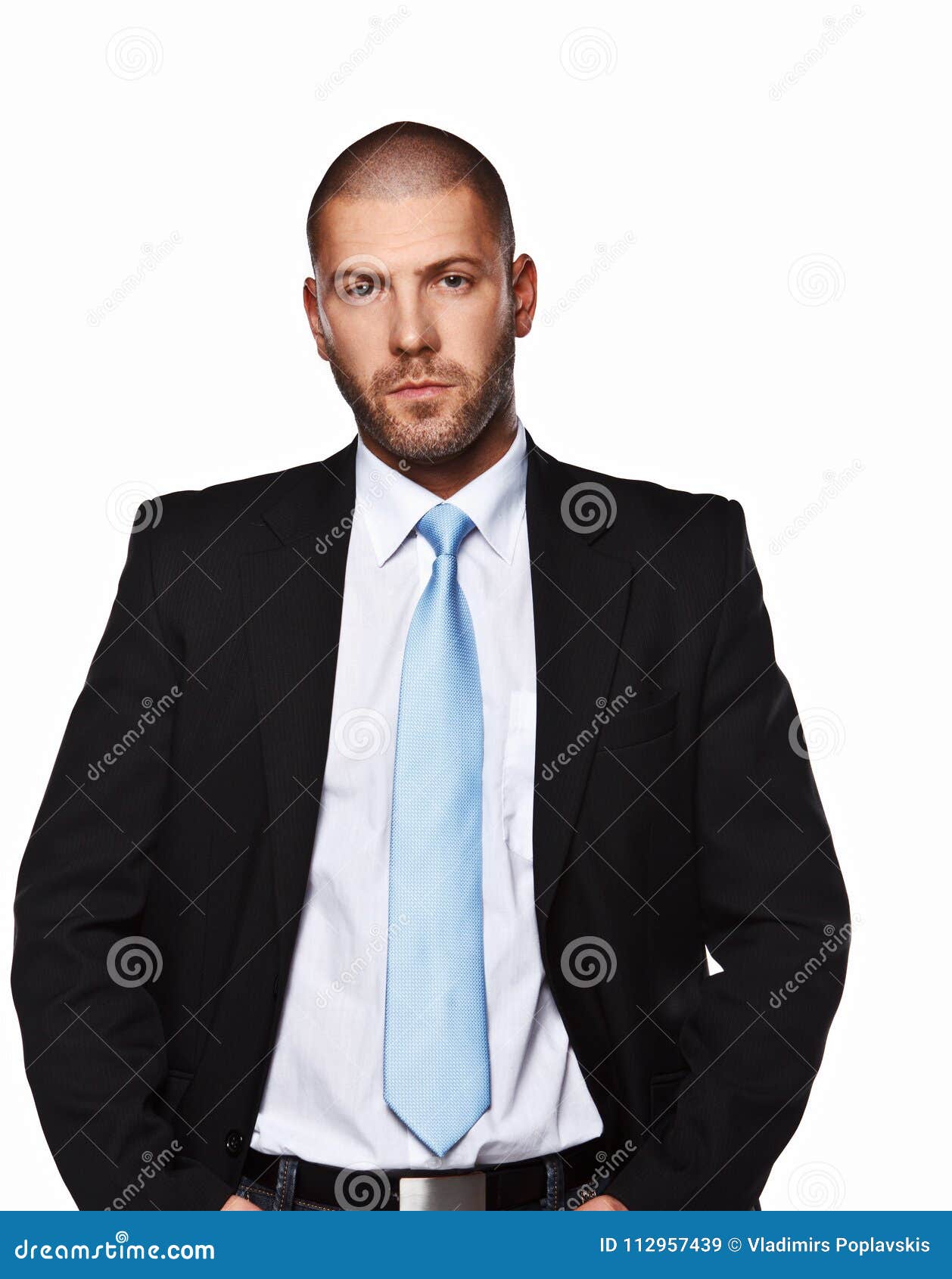 Homem de negócio em um terno isolado no branco