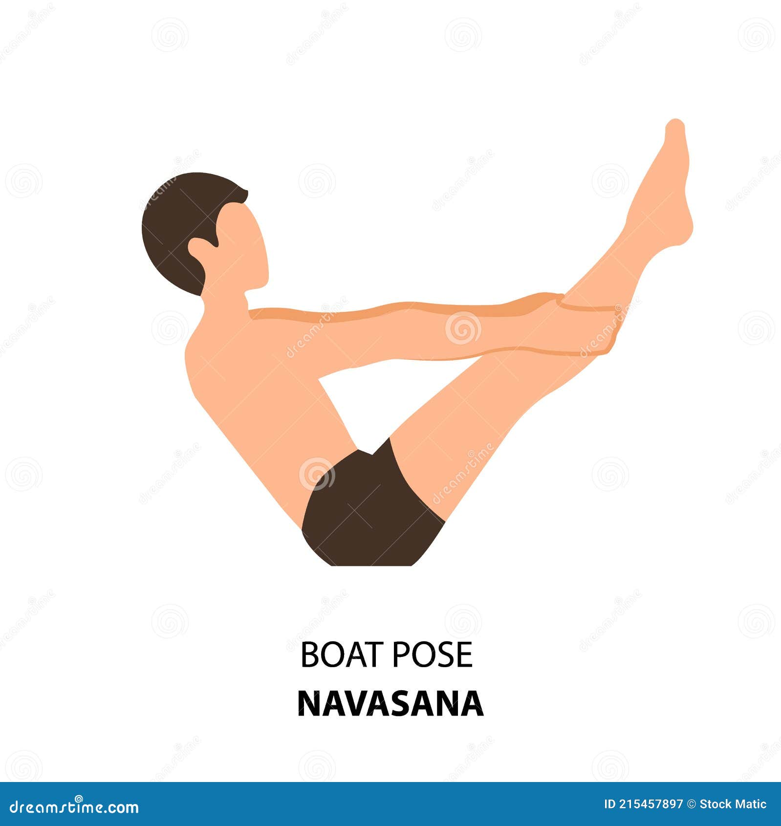 Homem Fazendo Pose De Barco Ioga Ou Vetor Navasana Ilustração do Vetor -  Ilustração de isolado, estiramento: 215457897