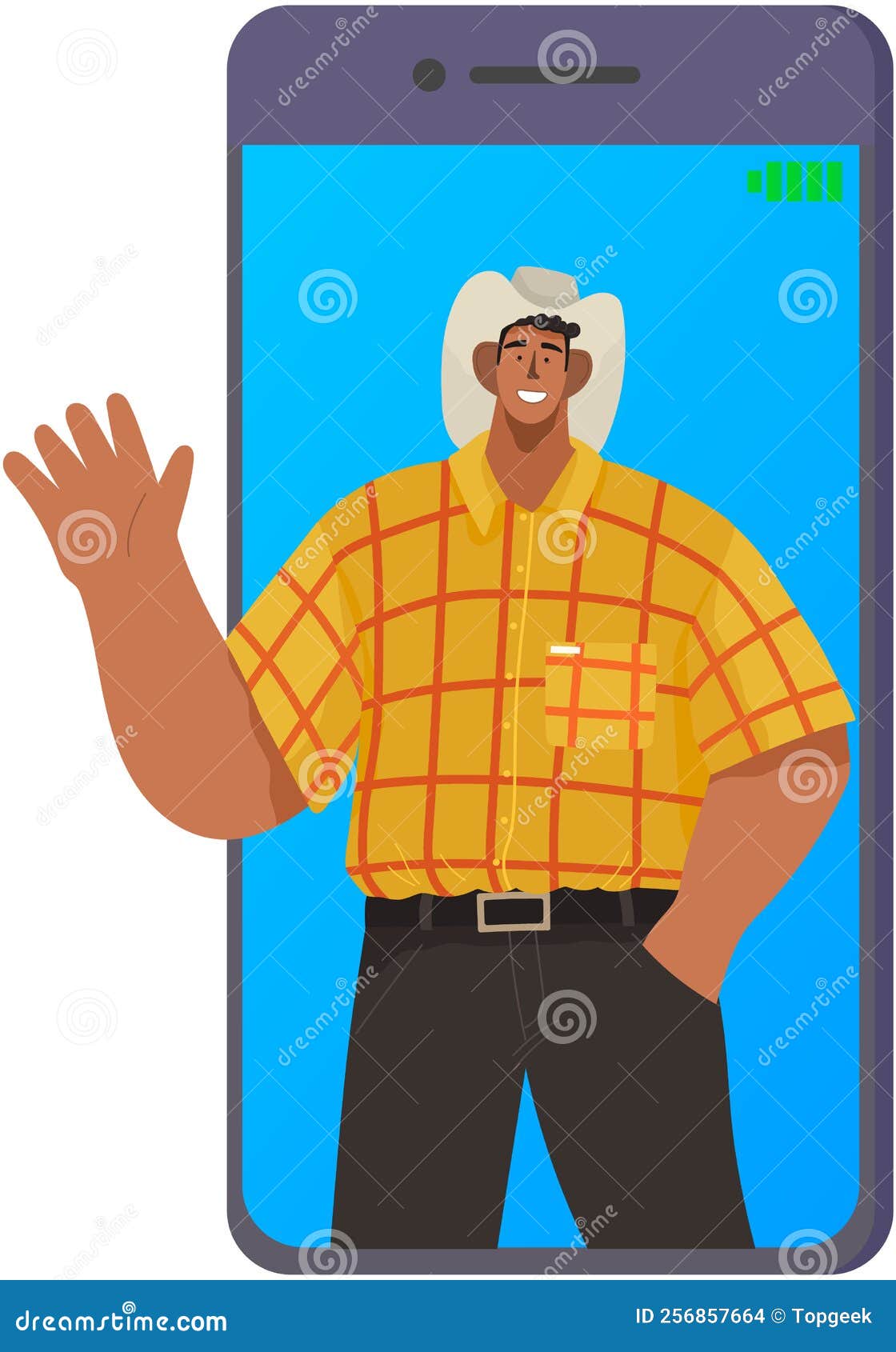 Homem De Desenho Animado No Chapéu Acenando Royalty Free SVG