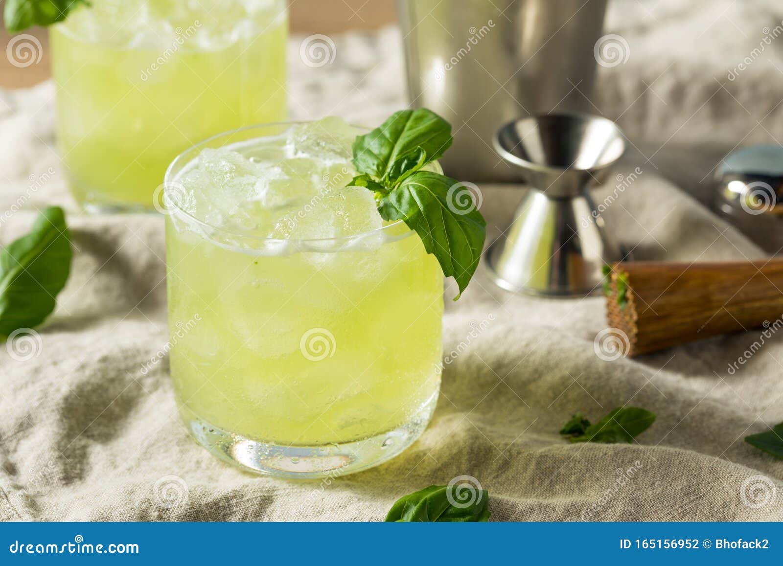 Homemade Alcoholic Gin Basil Smash Stock Photo Image of beverage