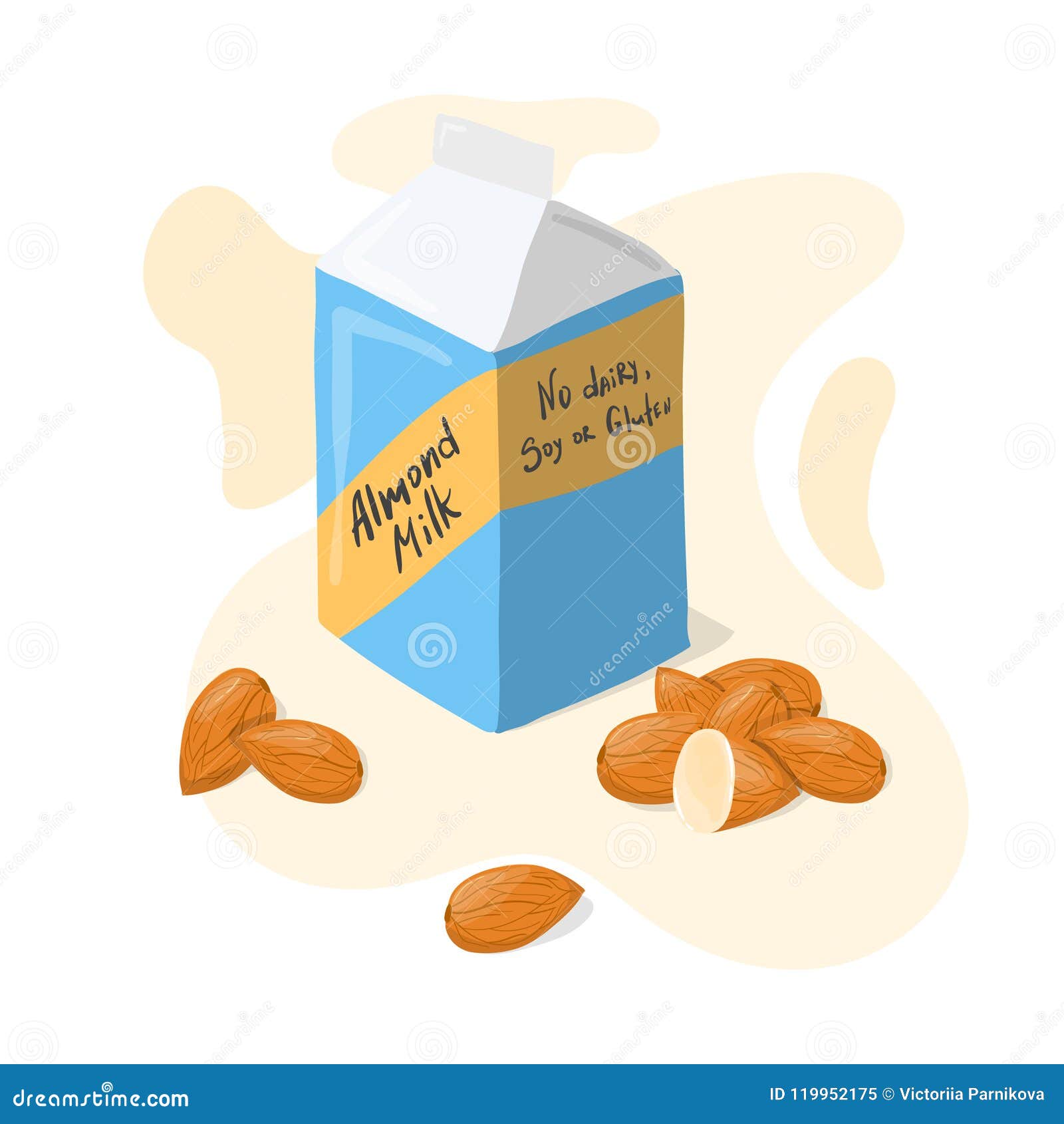 Homemade Almond Milk Tetra Pack with Whole Almonds Vector Poster Stock  Vector - Illustration of icon, poster: 119952175