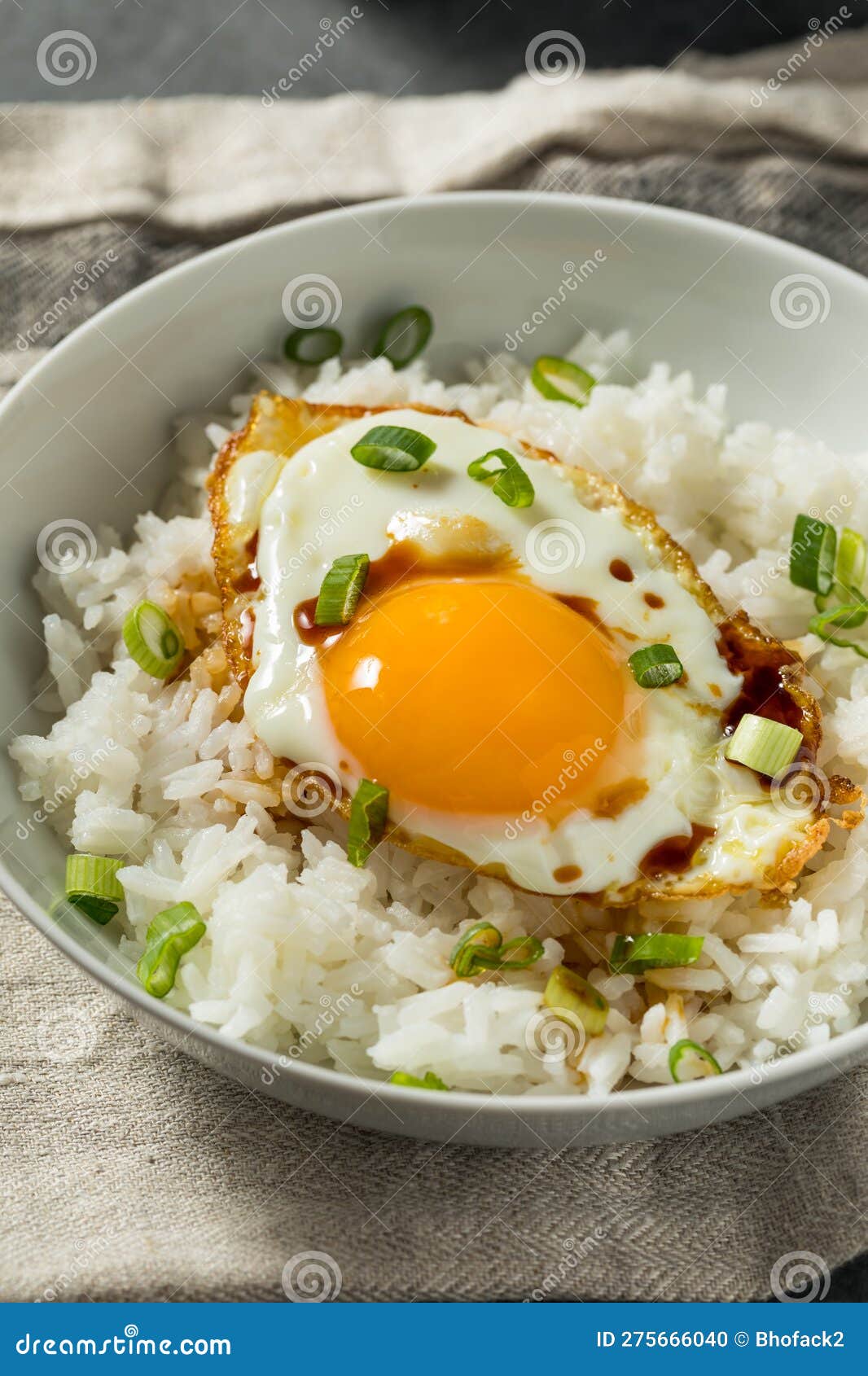 Homemade Asian Fried Egg and Rice Breakfast Stock Photo - Image of