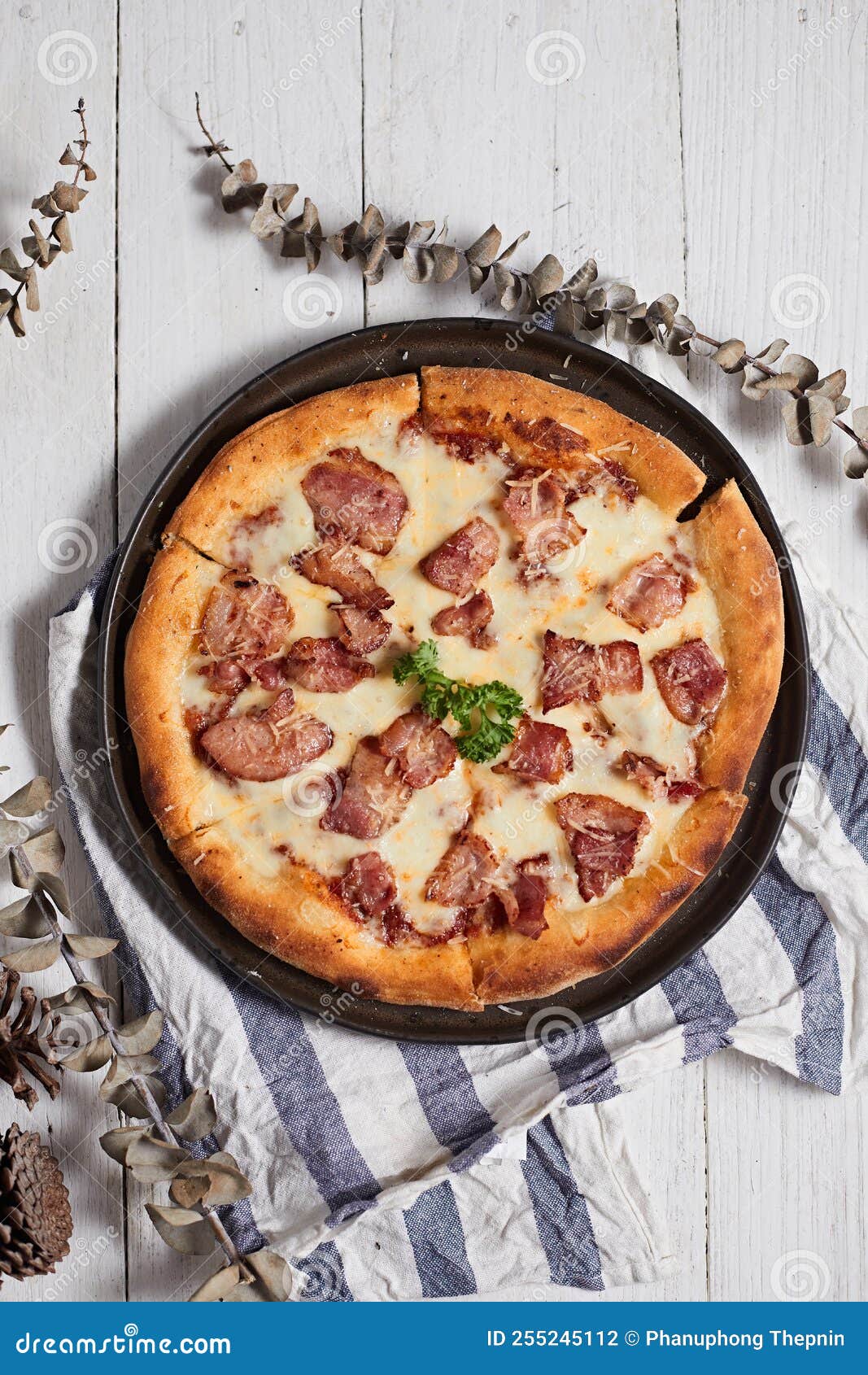 Homemade Bacon and Cheese Pizza Stock Photo - Image of crust, food
