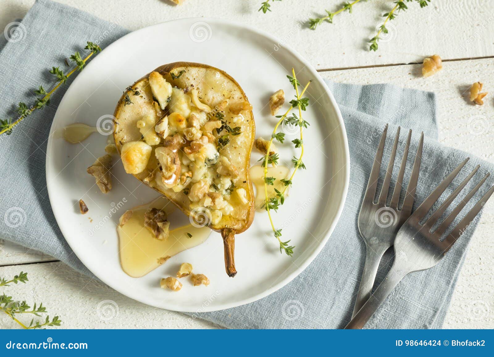 Homemade Baked Pears with Blue Cheese Stock Photo Image of mold