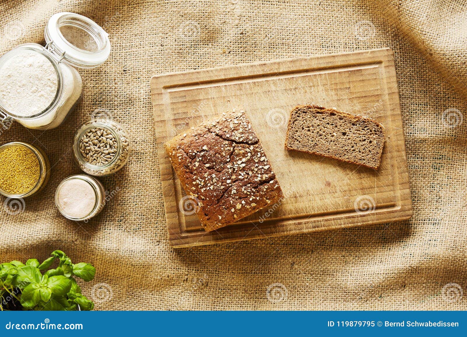 Homemade Baking Fresh Bread and Ingredients Stock Image Image of