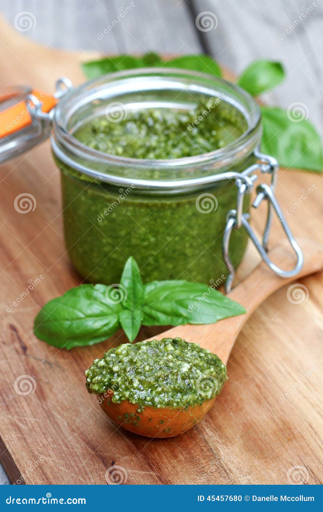 Basil Pesto Fresh Basil Leaves Parmigiano Cheese Olive Oil And Cashew