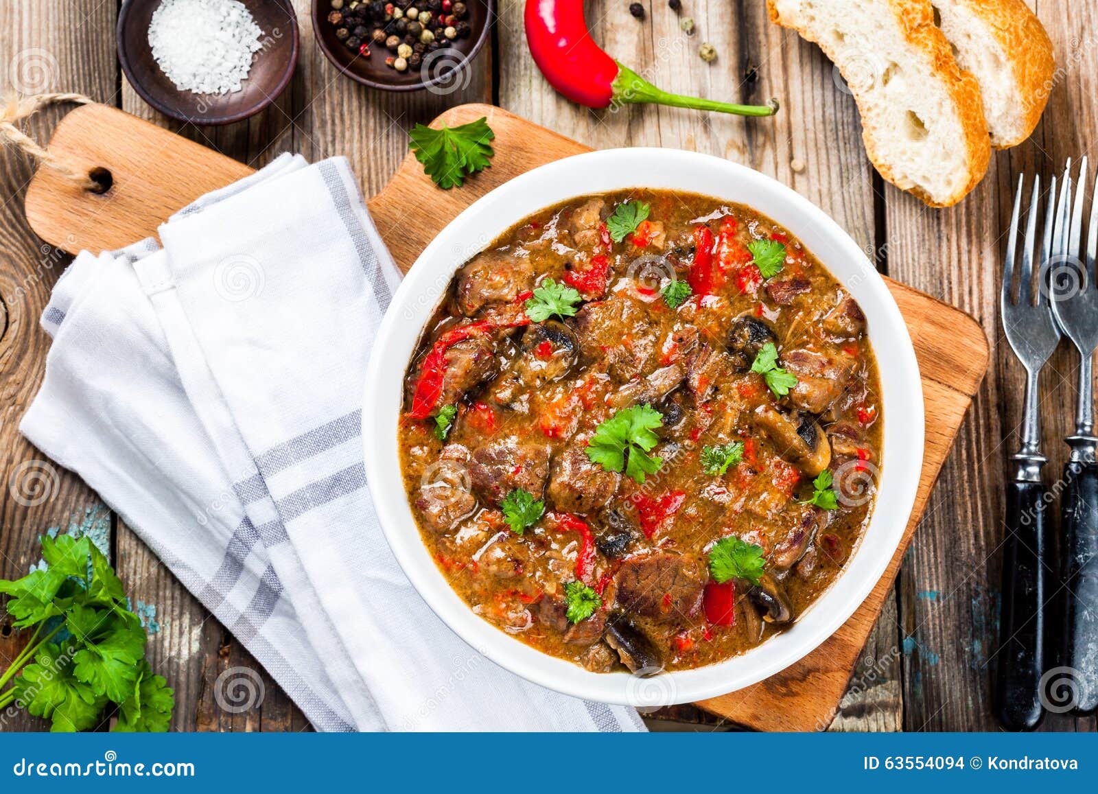 Homemade Beef Stew with Mushrooms and Paprika Stock Photo Image of