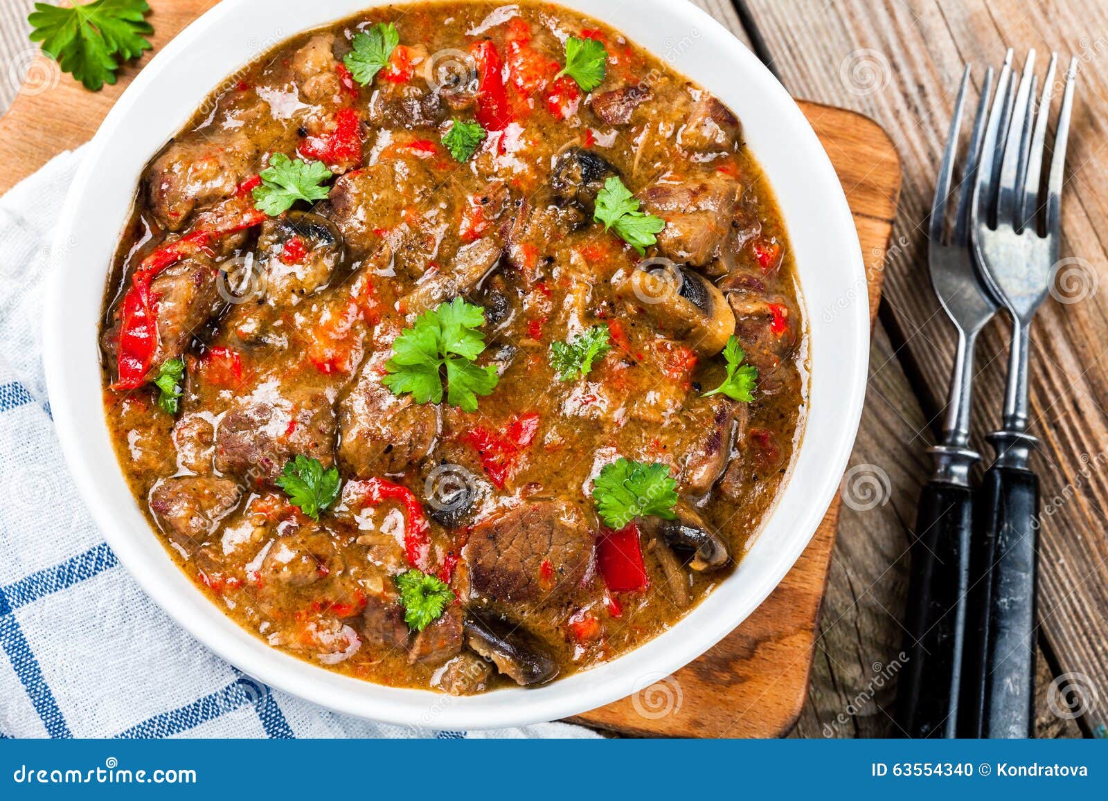Homemade Beef Stew with Mushrooms and Paprika Stock Photo Image of