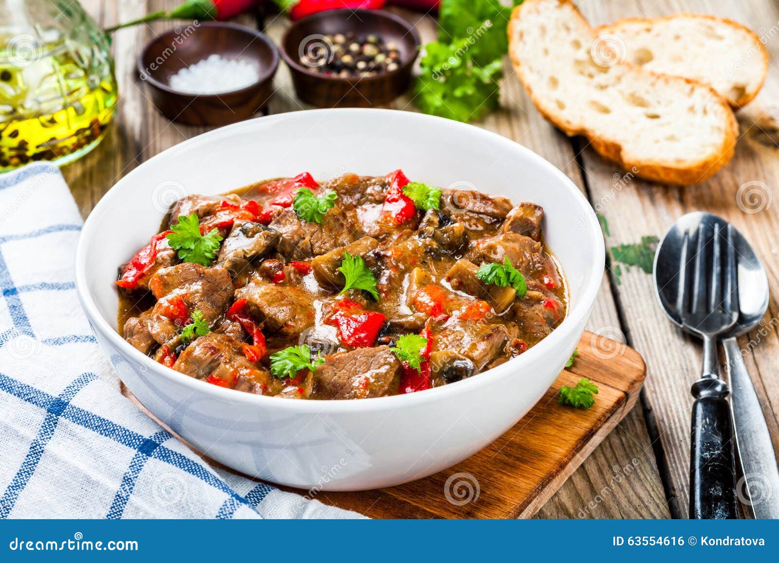 Homemade Beef Stew with Mushrooms and Paprika Stock Photo Image of