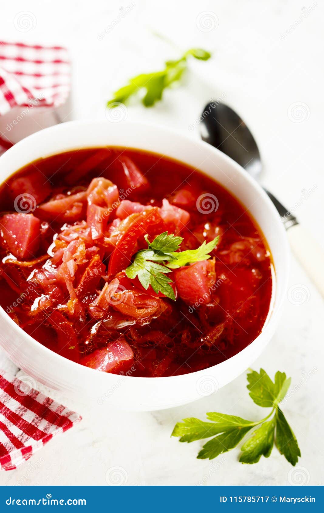 Homemade Beetroot Soup with Fresh Parsley Stock Image - Image of bright ...