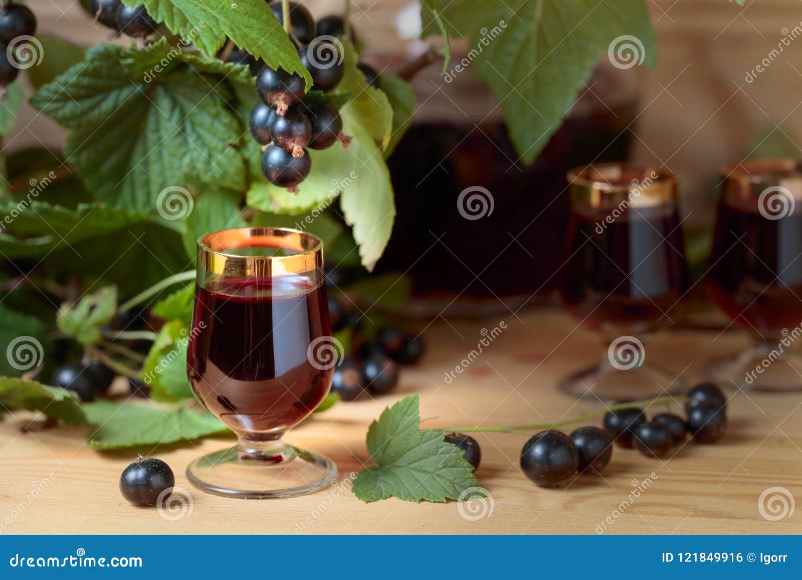 Homemade Black Currant Liqueur and Fresh Berries . Stock Photo - Image ...