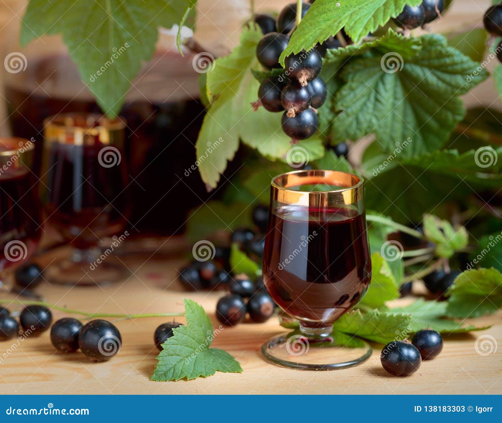 Homemade Black Currant Liqueur and Fresh Berries Stock Image - Image of ...