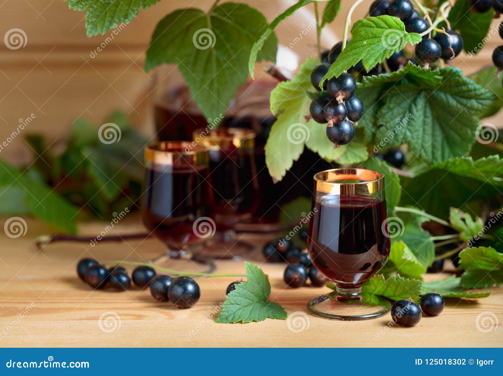 Homemade Black Currant Liqueur And Fresh Berries . Stock Photo - Image ...