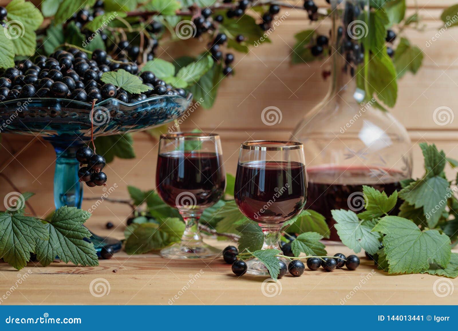 Homemade Black Currant Liqueur and Fresh Berries Stock Image - Image of ...