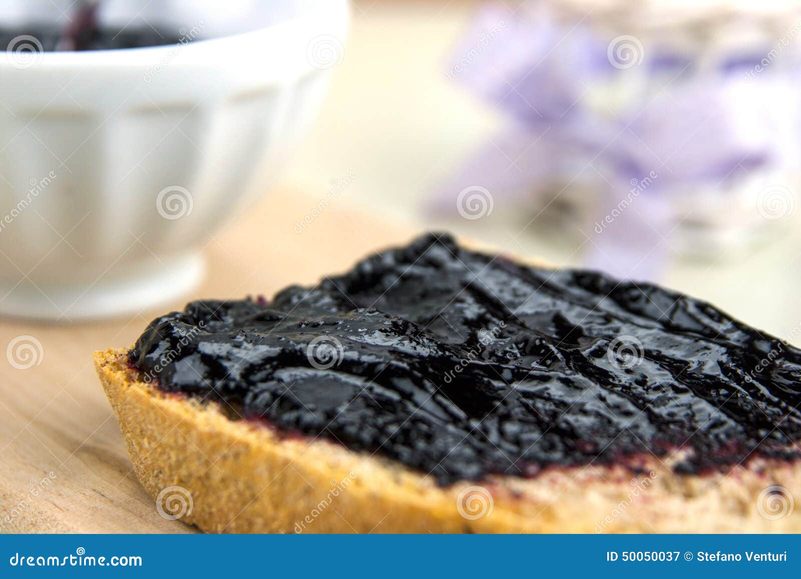 Homemade Blueberry Jam with Integral Bread Stock Image Image of