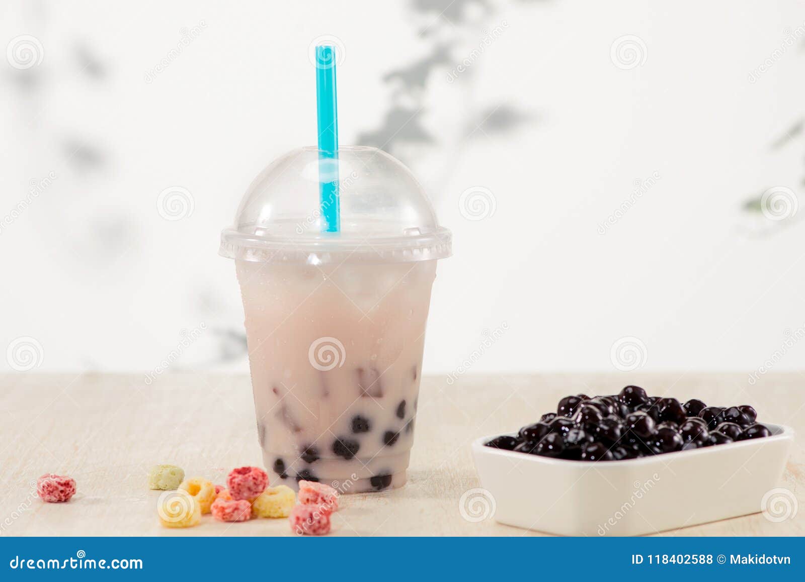Homemade Boba Bubble Tea with Candy and Ice. Stock Photo Image of