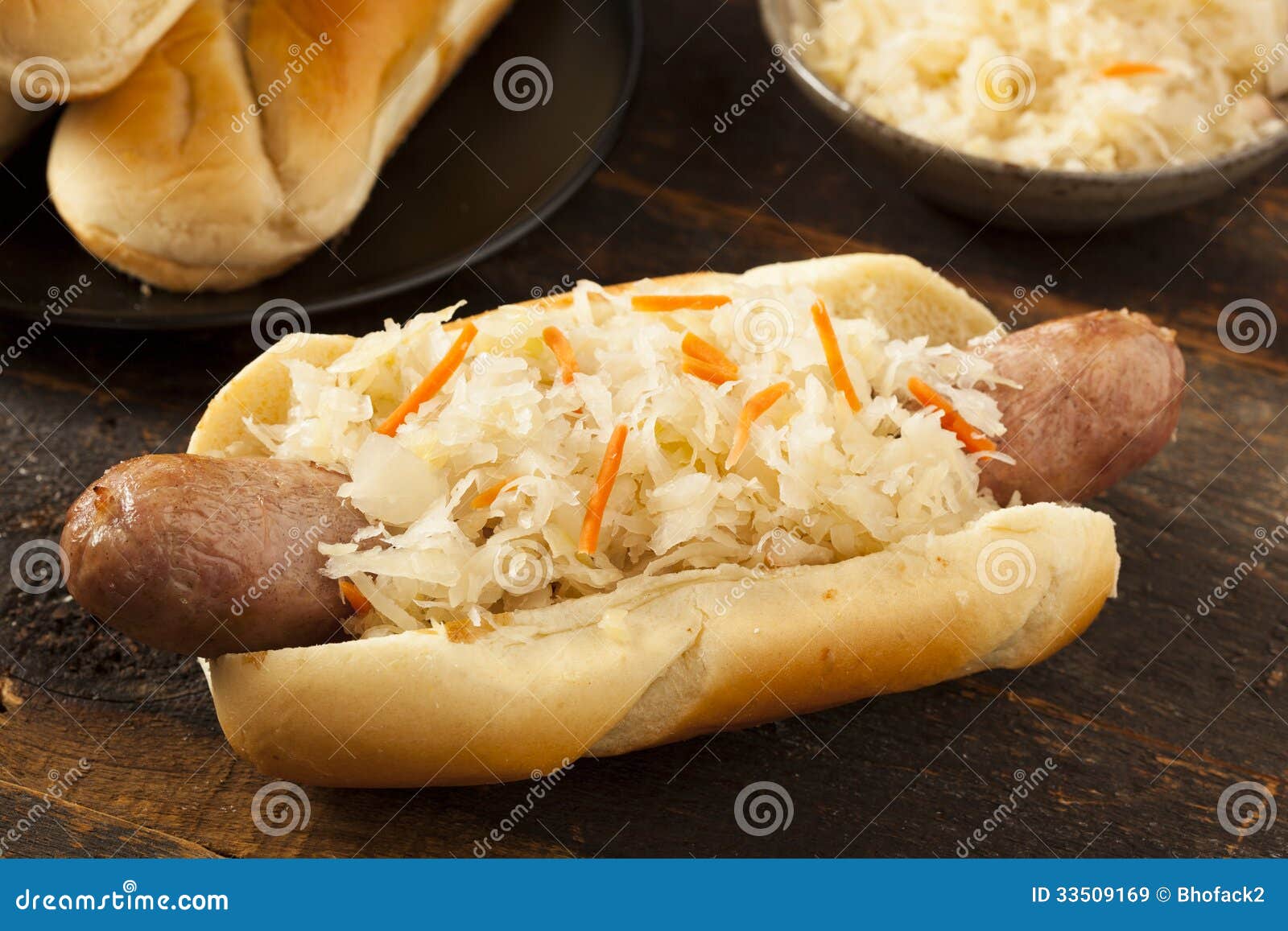 Homemade Bratwurst with Sauerkraut Stock Image Image of sausages