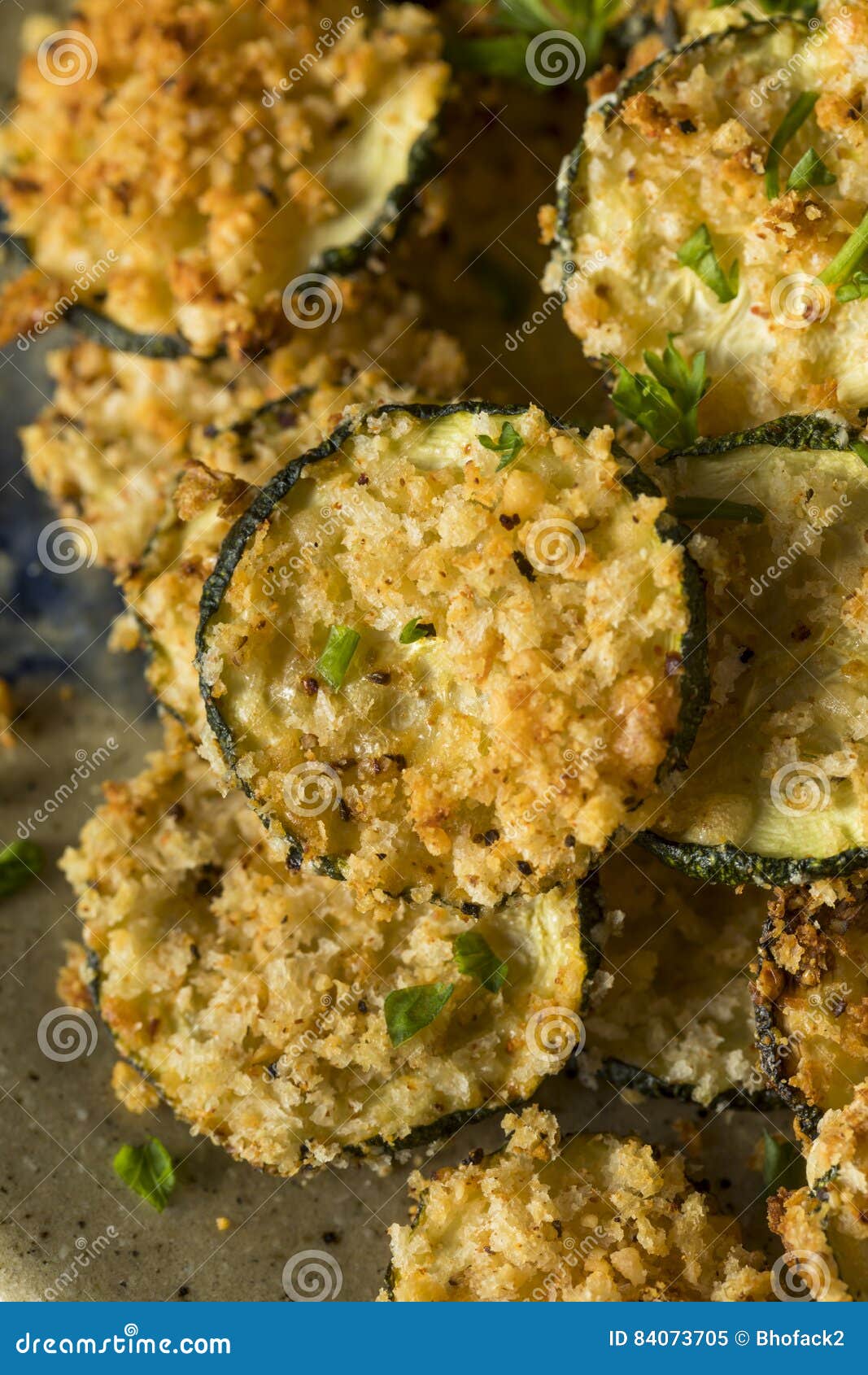 Homemade Breaded Baked Zucchini Chips Stock Image Image of cooked, closeup 84073705