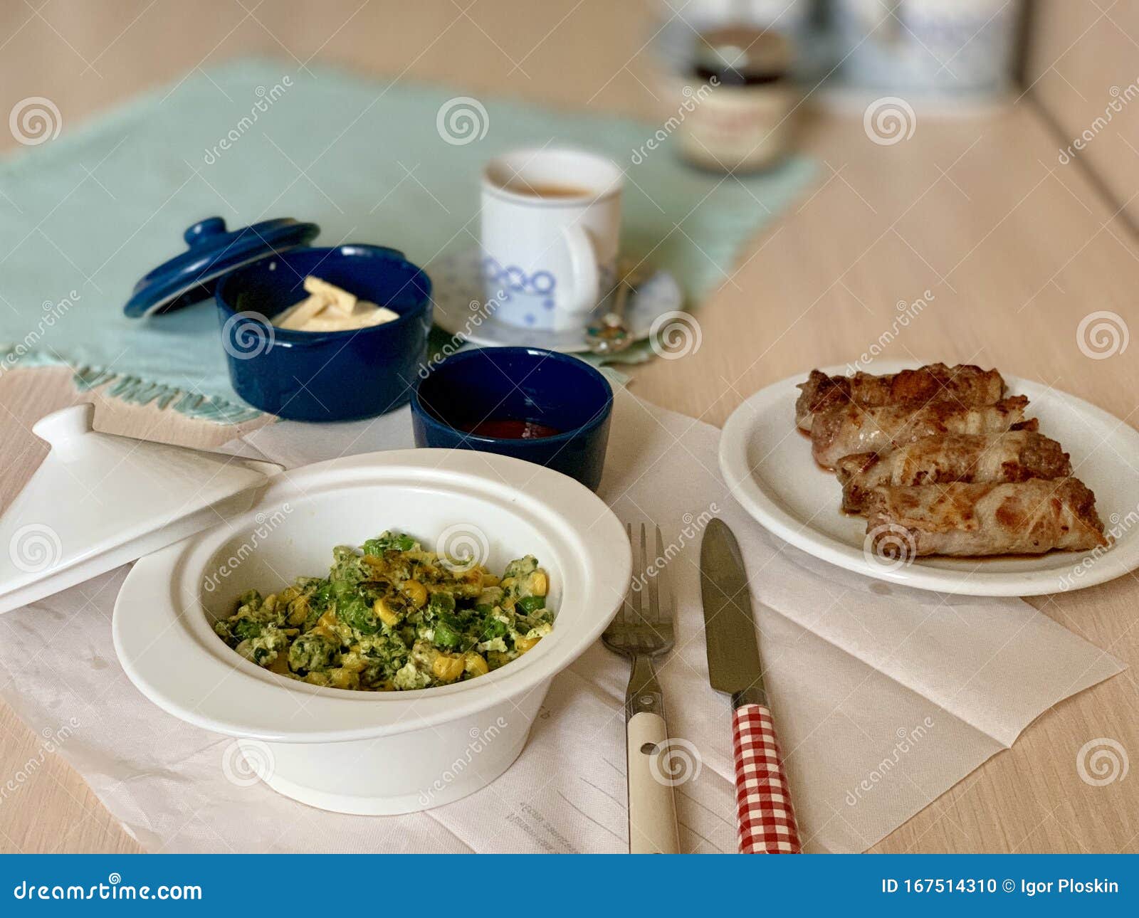 Homemade Breakfast in the Kitchen Stock Photo Image of diet, dessert