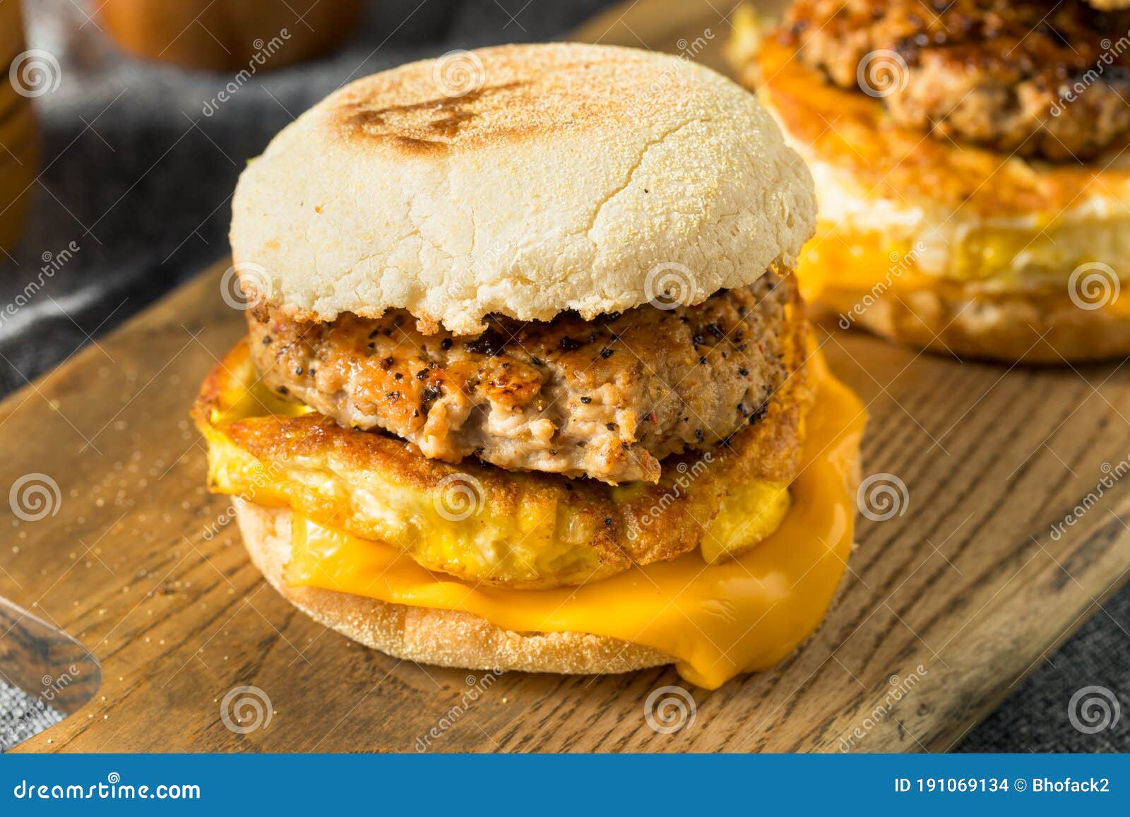 Homemade Breakfast Sausage Patty Sandwich Stock Photo Image of