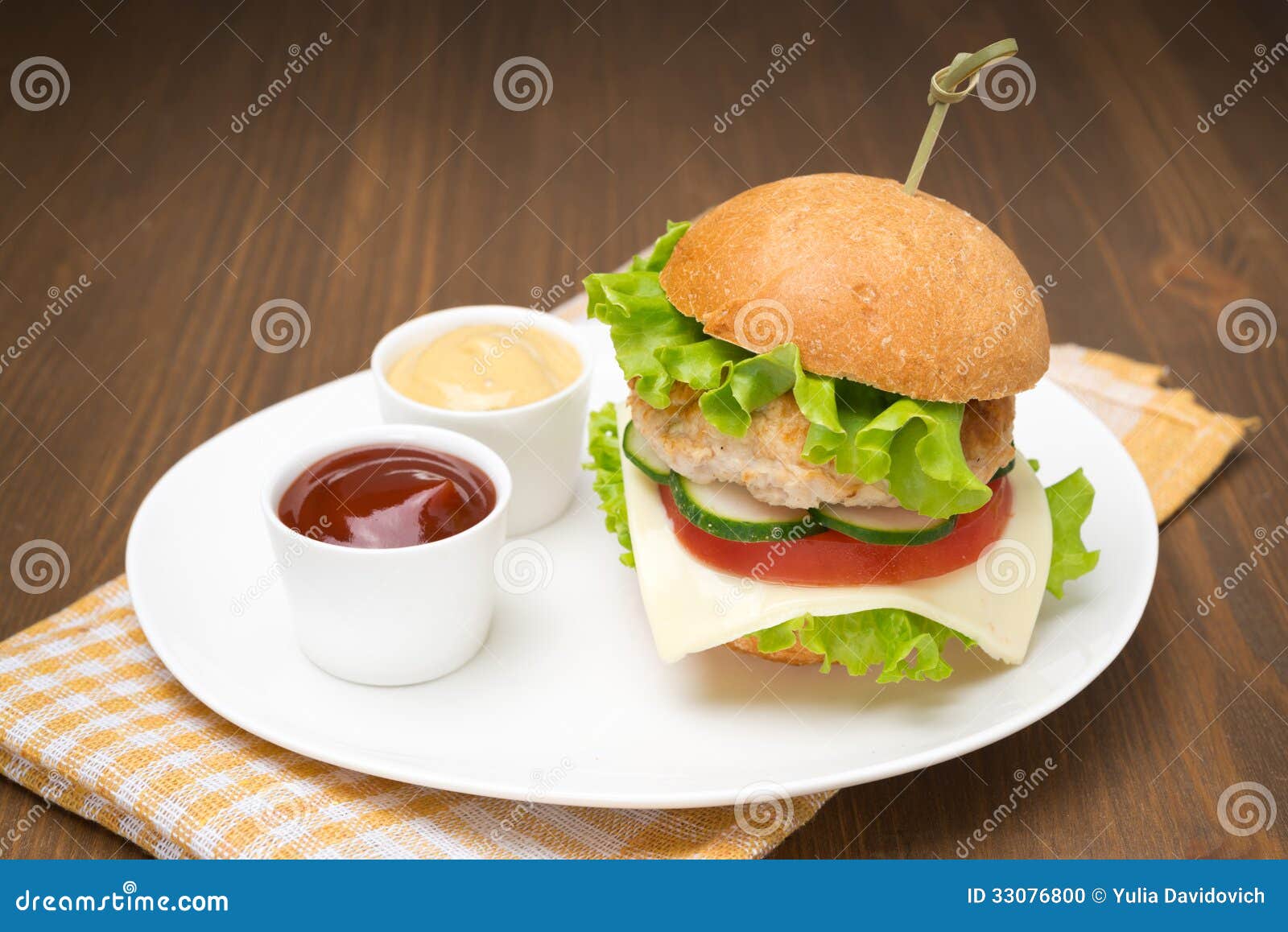 Homemade Burger with Ketchup and Mustard Stock Photo Image of cheese