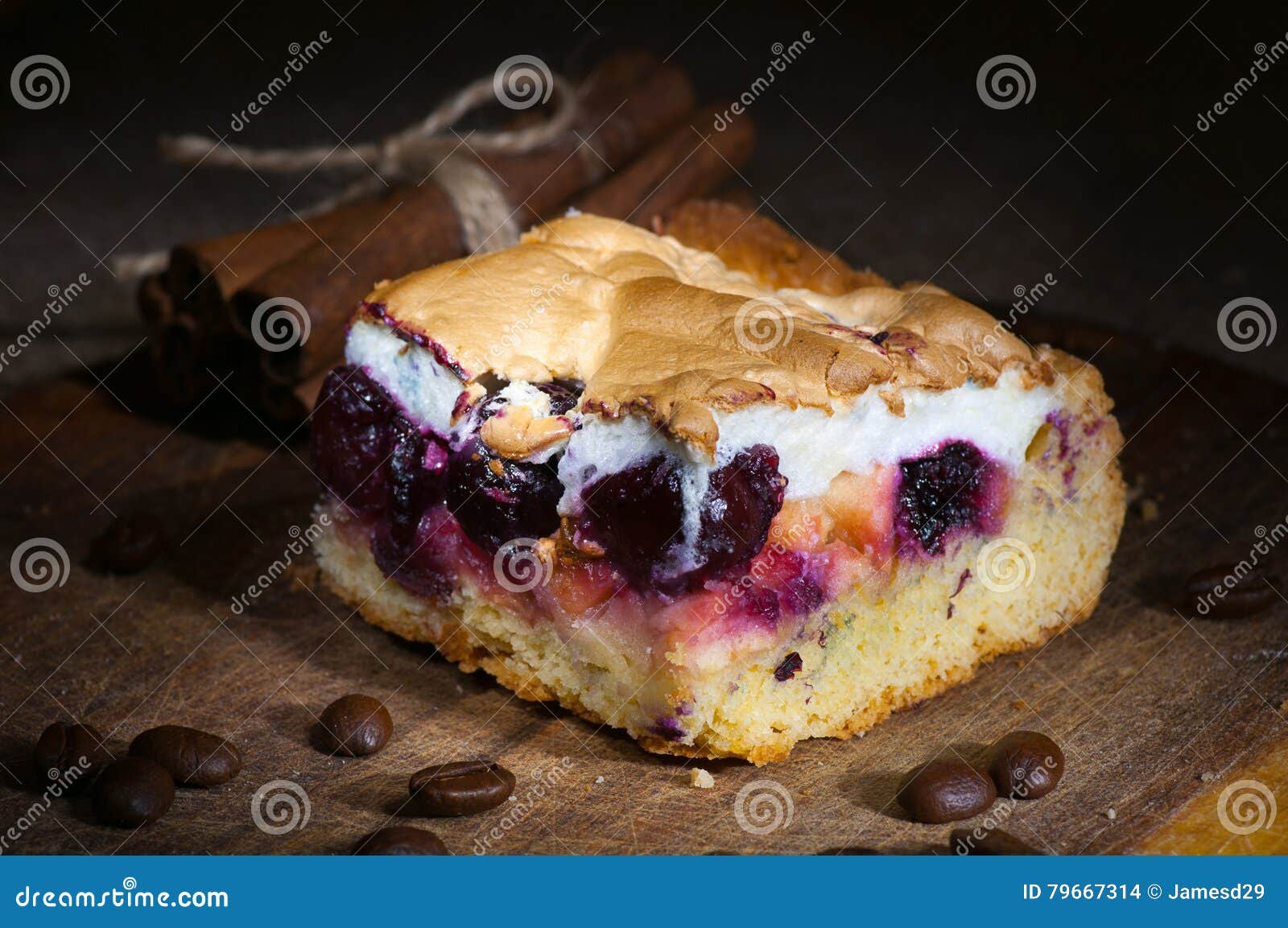 Homemade Cake with Whipped Egg Whites and Cherry Jam Stock Photo Image of brush, cuisine 79667314