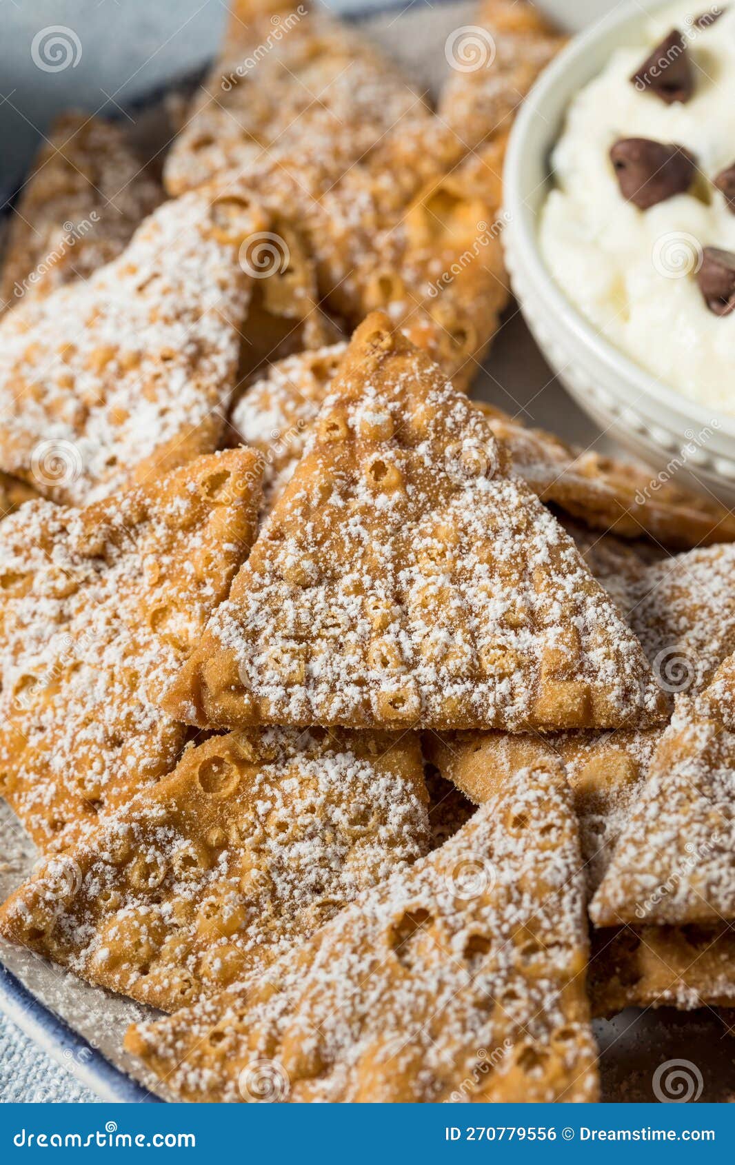 Homemade Cannoli Chips with Ricotta Dip Stock Photo Image of baked