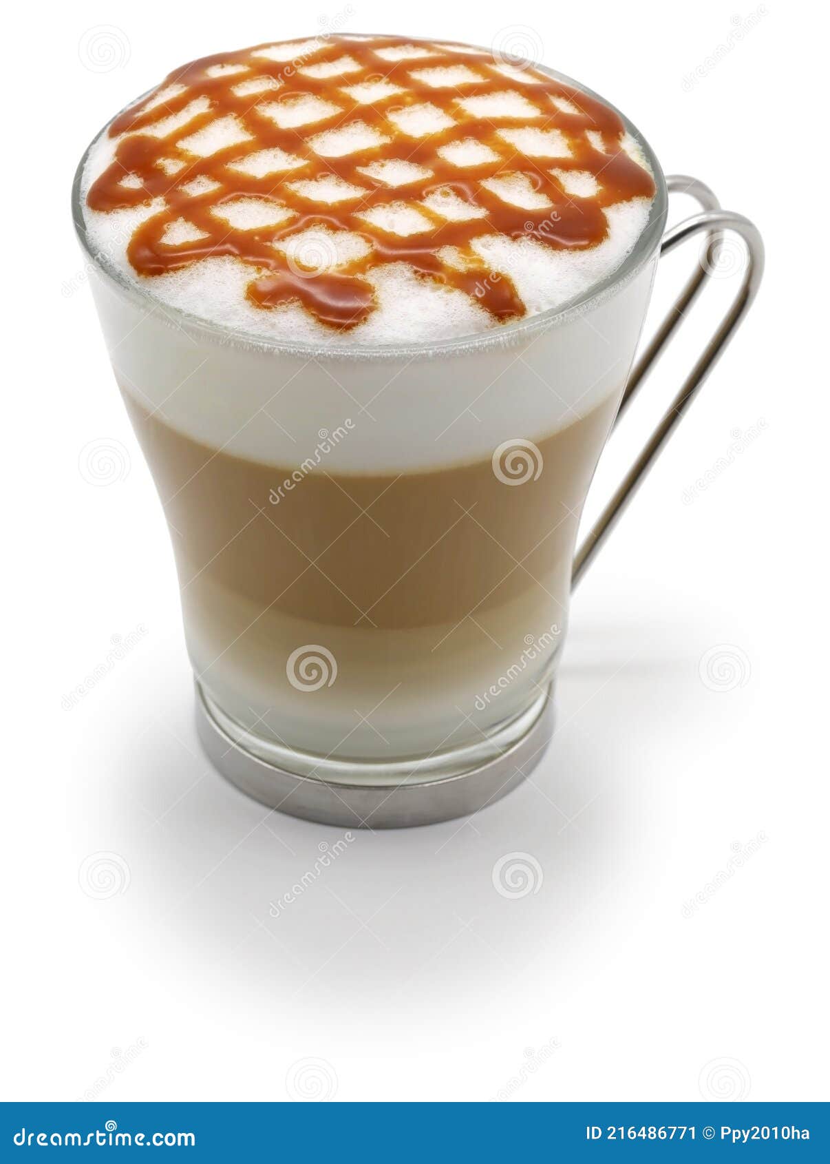 Homemade caramel macchiato stock image. Image of frothed 216486771