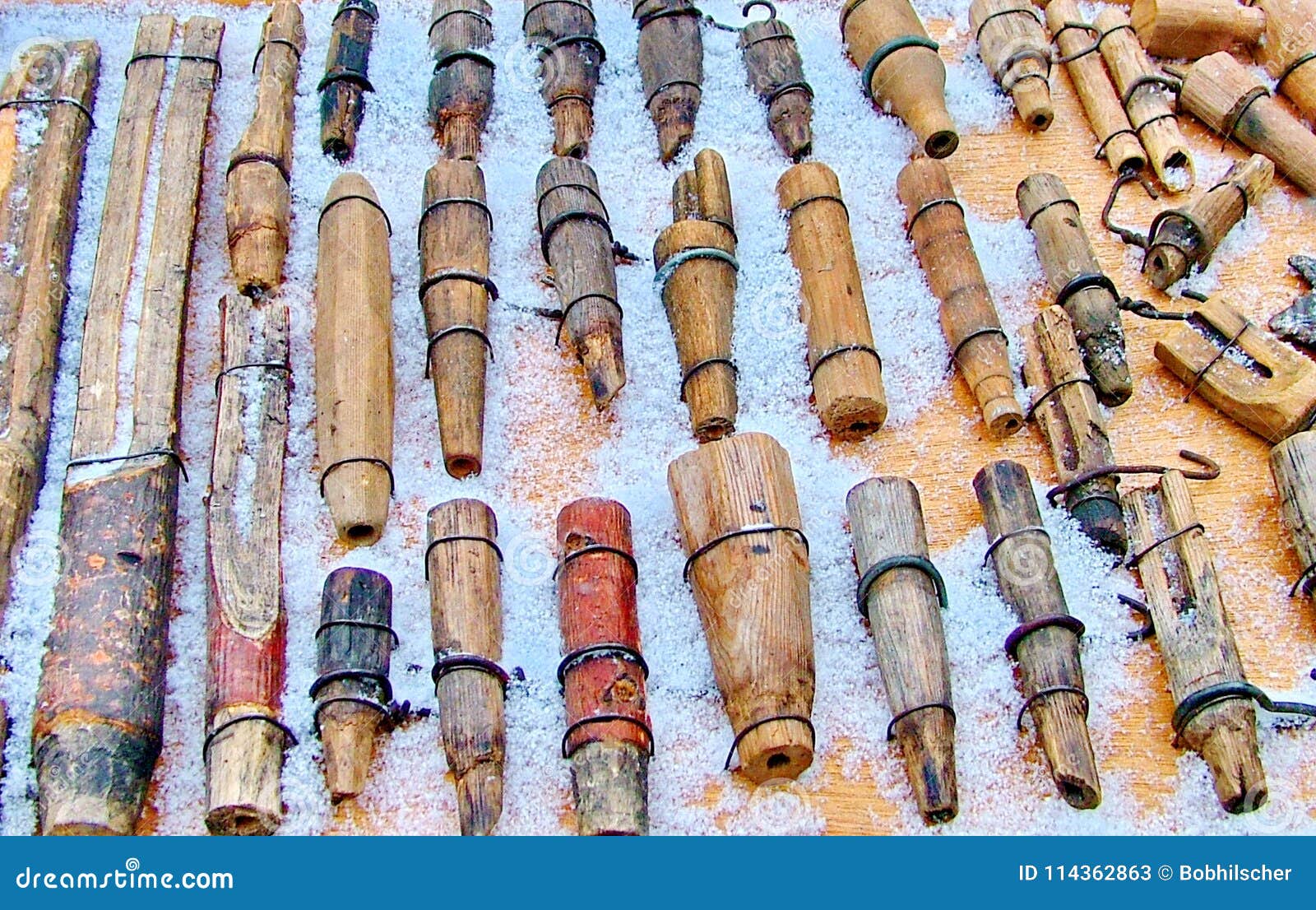 Homemade Carved Wooden Spiles To Tap Maple Trees Stock Image - Image of ...