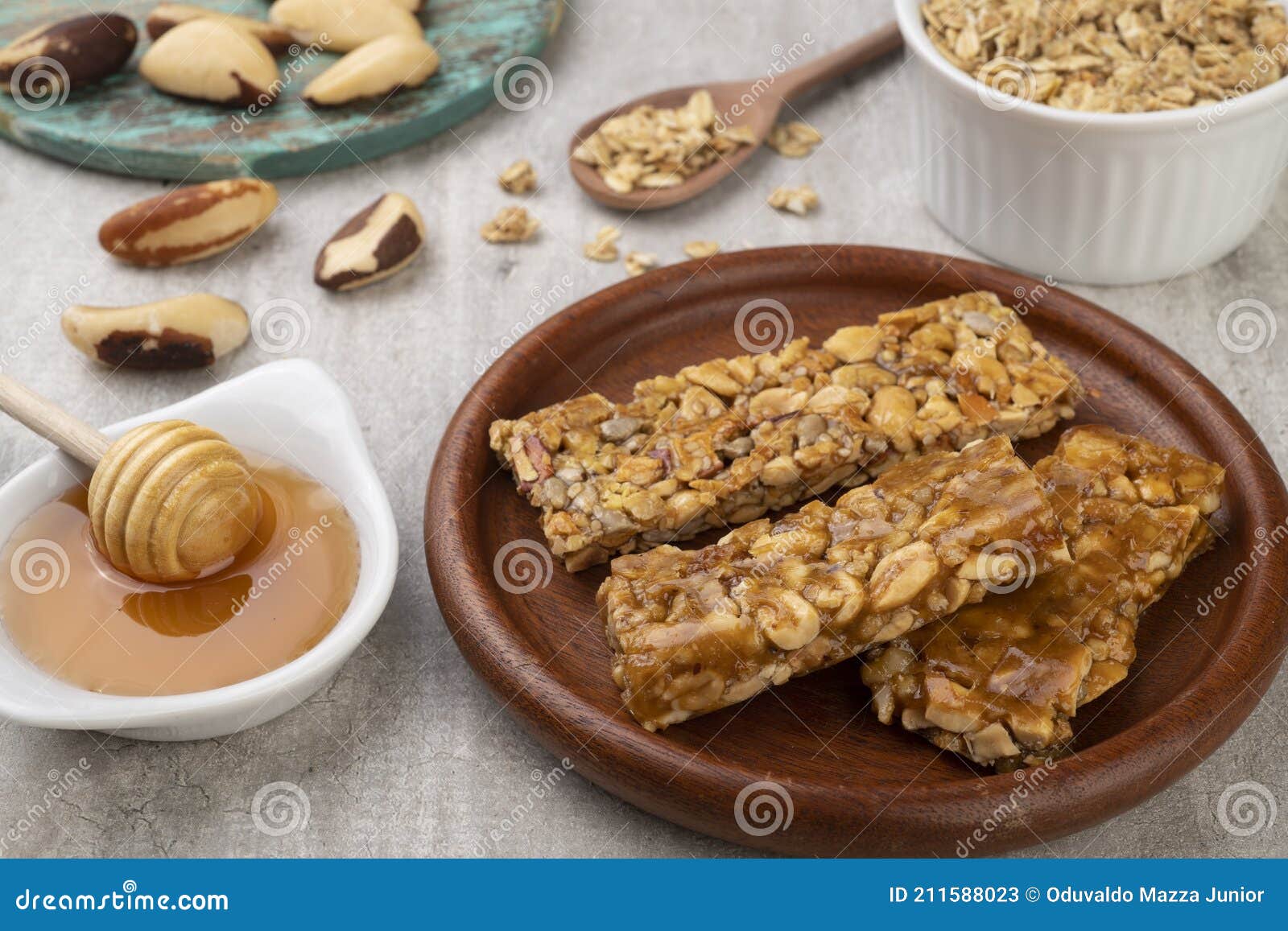 Homemade Cereal Bars with Nuts, Muesli and Honey Stock Image Image of