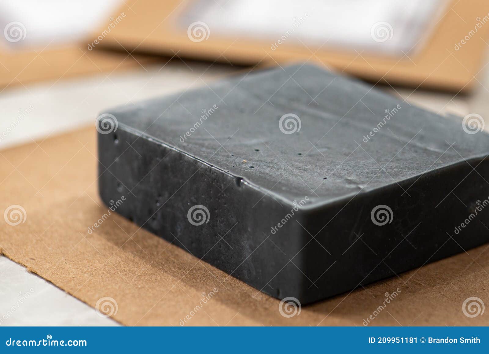 Homemade Charcoal Bar soap stock image. Image of hand 209951181