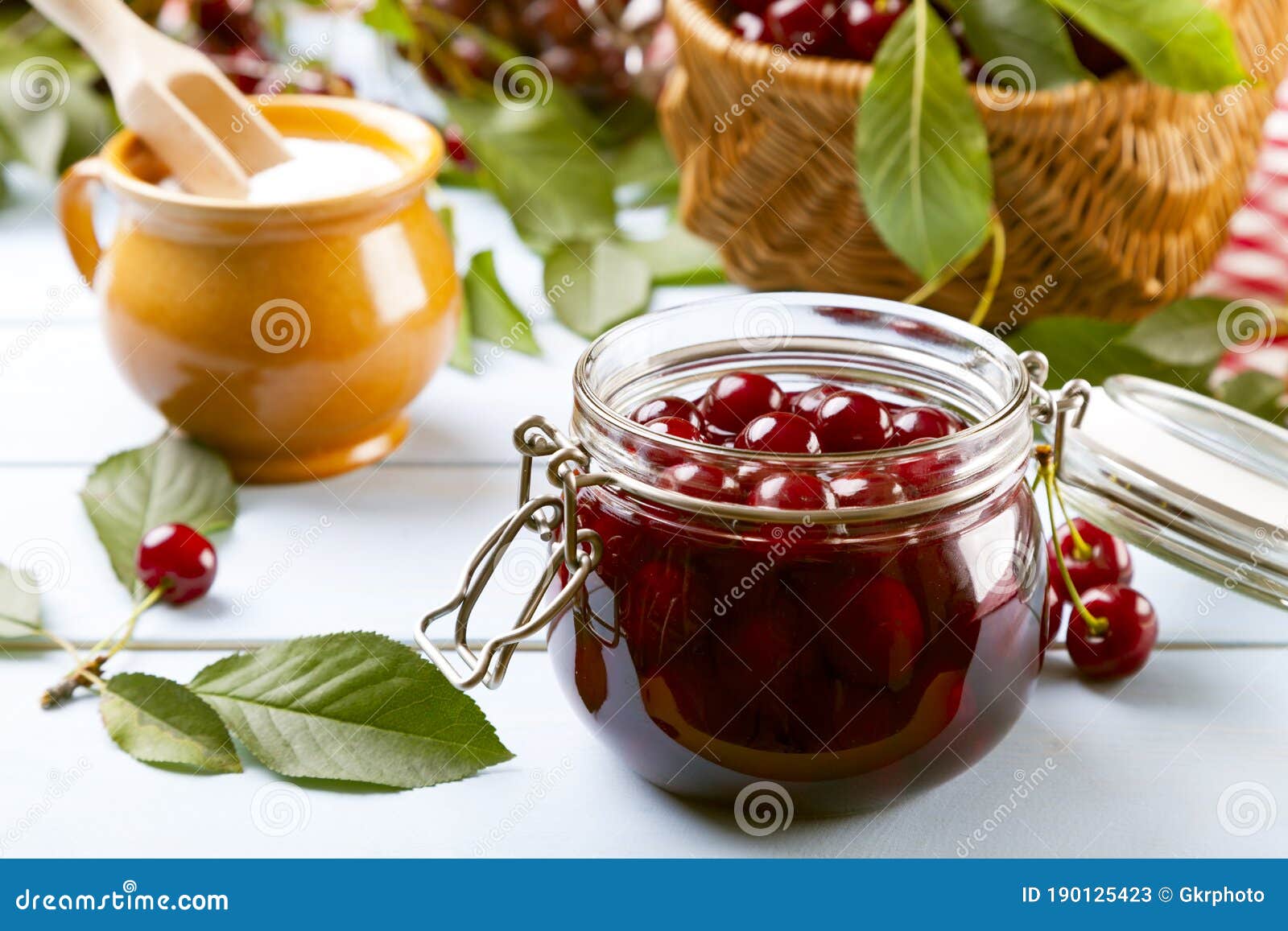 Homemade cherry compote stock image. Image of seasonal 190125423