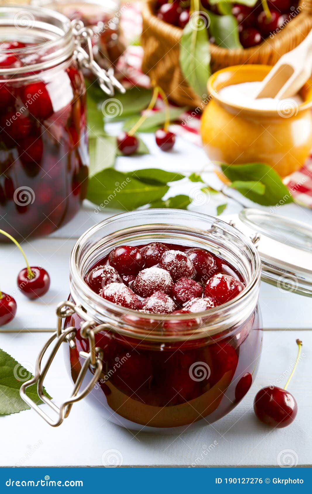 Homemade cherry compote stock photo. Image of basket 190127276
