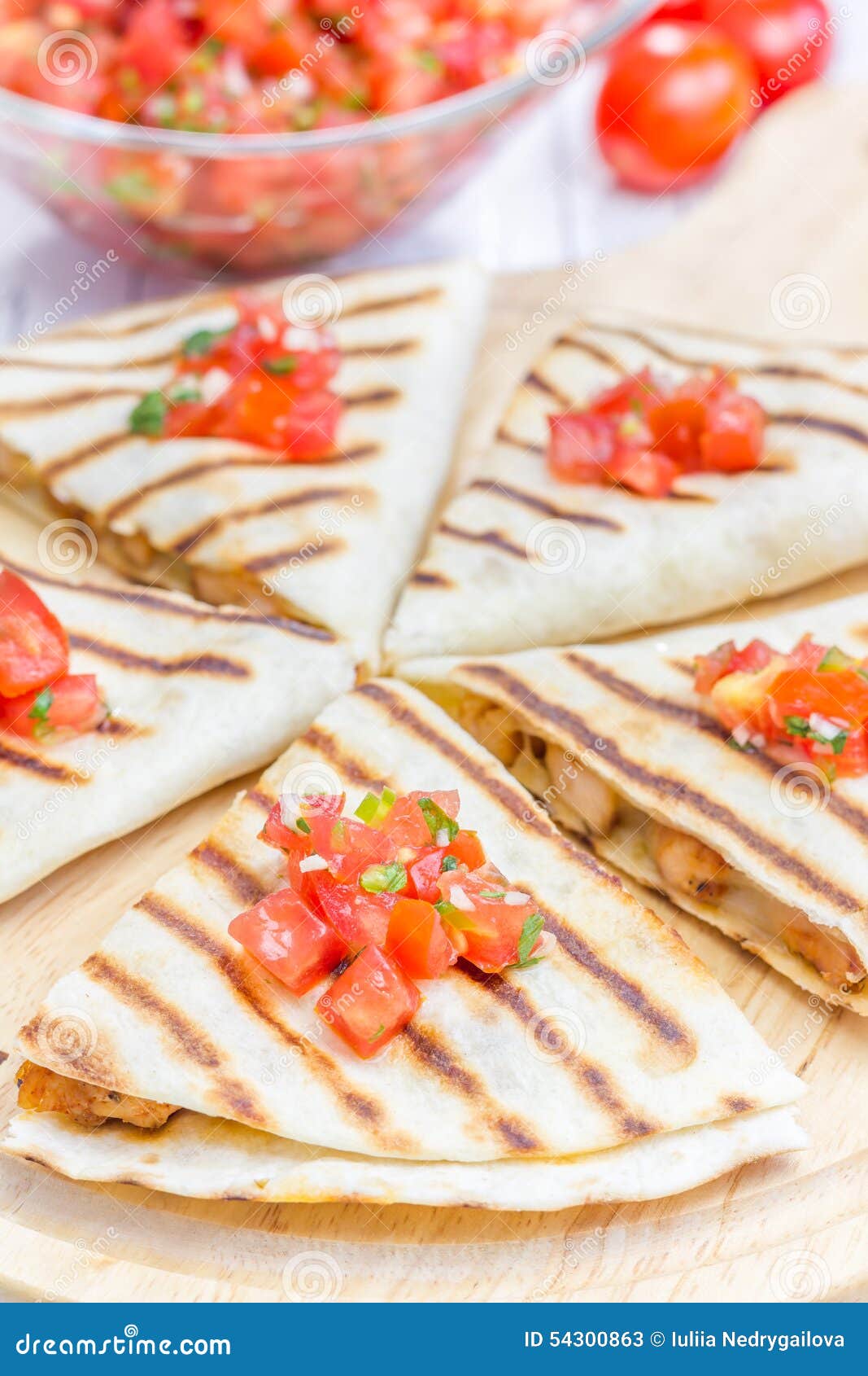 Homemade Chicken and Cheese Quesadilla with Salsa Stock Image Image
