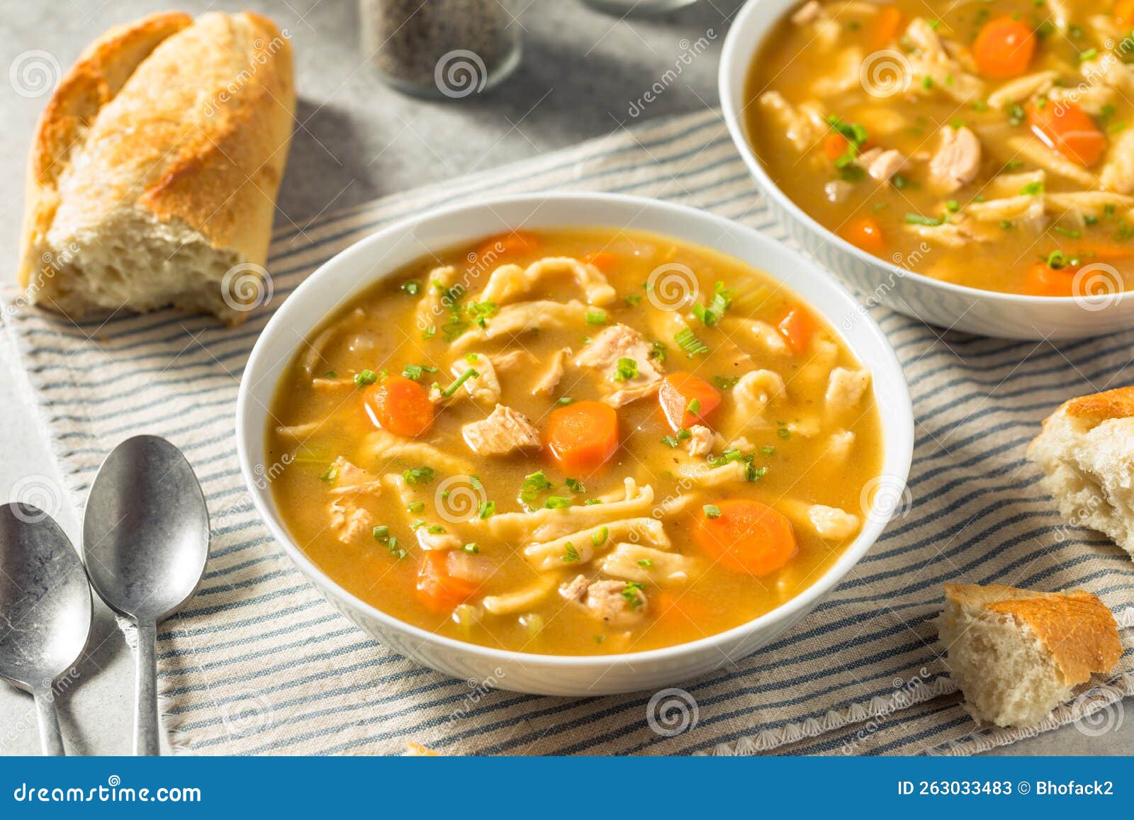 Homemade Chicken Noodle Soup Stock Image Image of meat, noodle 263033483