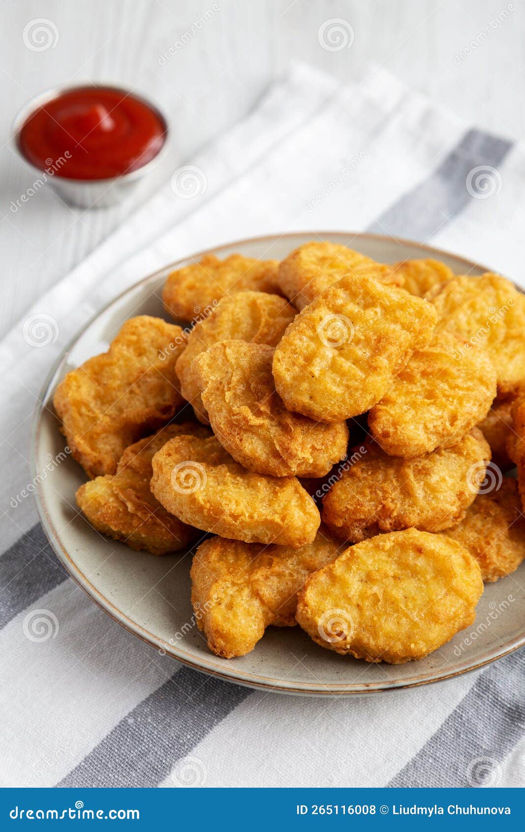 Homemade Chicken Nuggets with Ketchup, Side View Stock Photo Image of