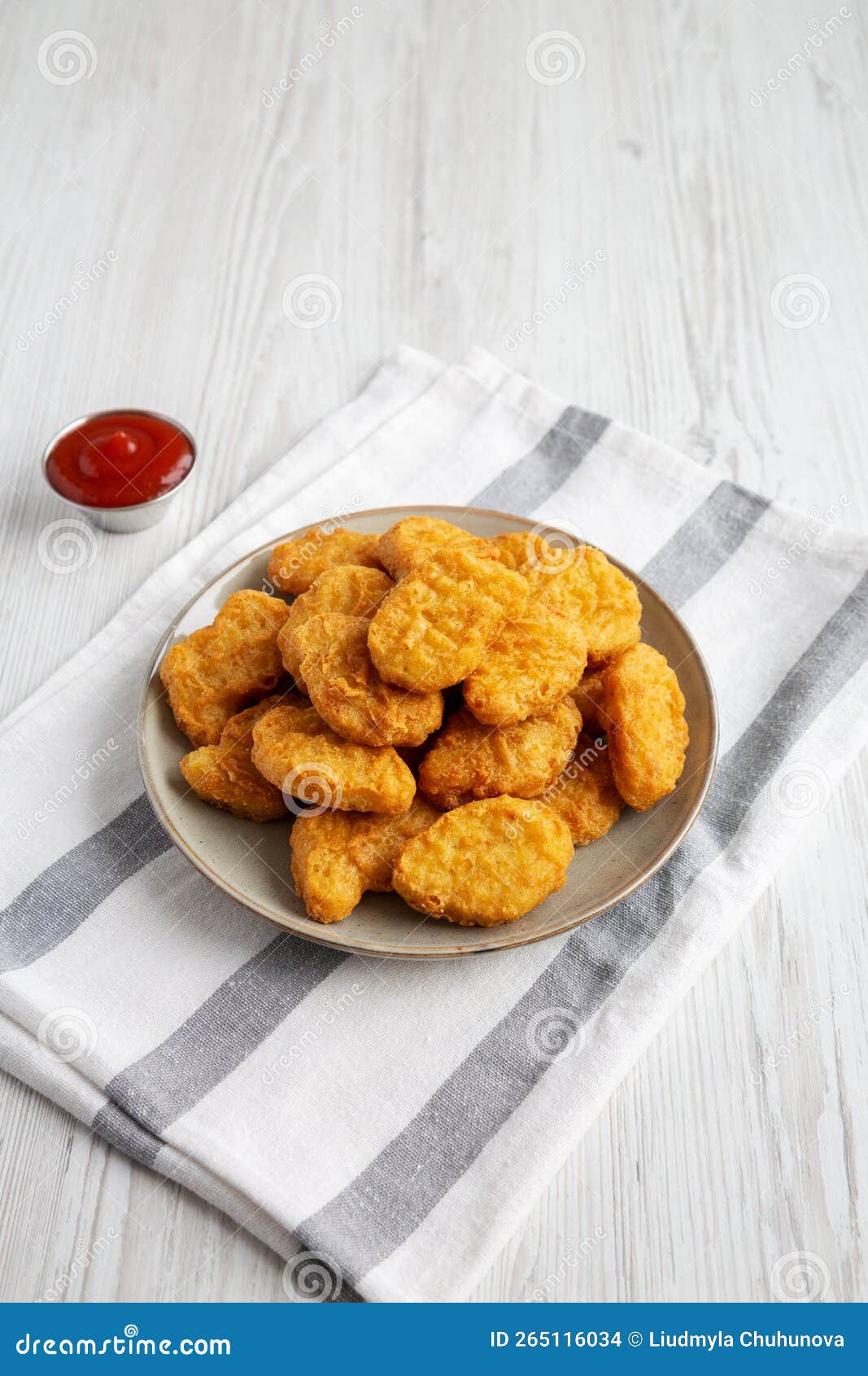 Homemade Chicken Nuggets with Ketchup, Side View Stock Photo Image of