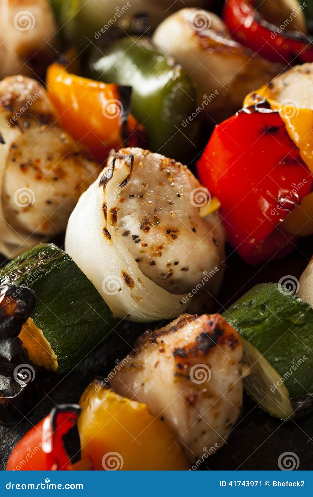 Homemade Chicken Shish Kabobs Stock Image Image of smoke, bell 41743971