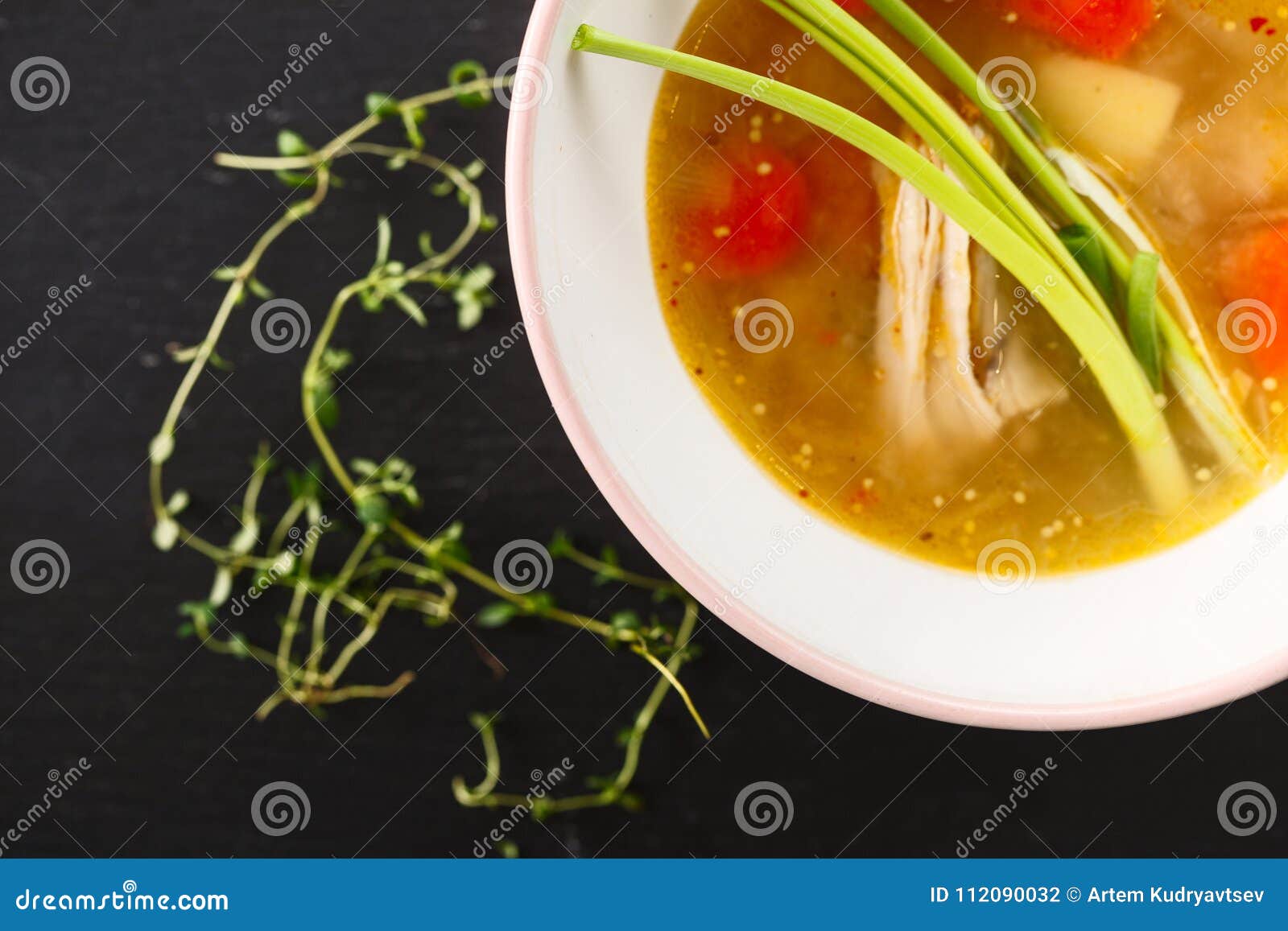 Homemade Chicken Soup with Green Onion Stock Photo Image of onion