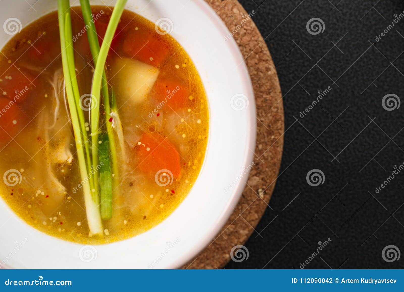 Homemade Chicken Soup with Green Onion Stock Photo Image of bowl