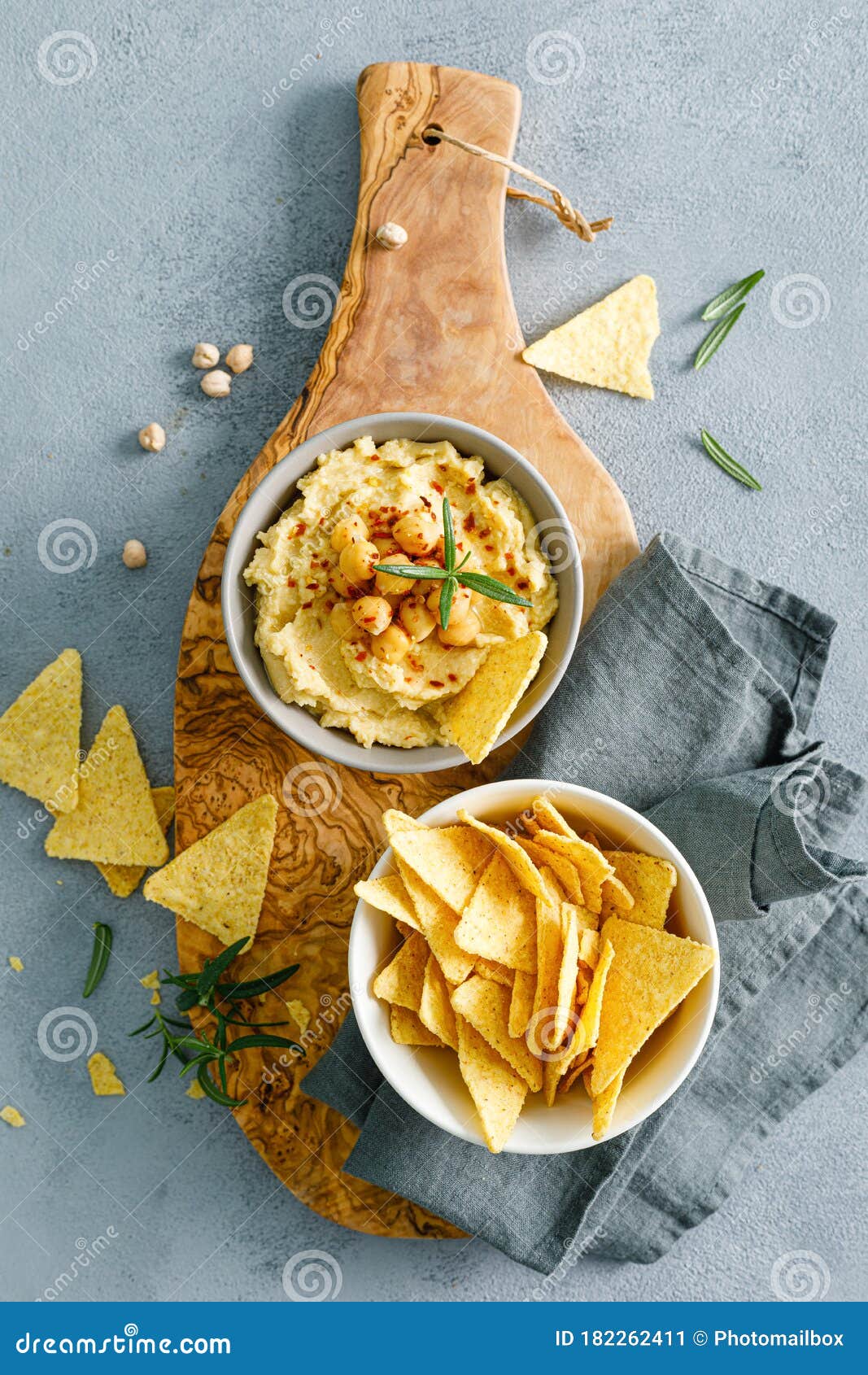 Homemade Chickpea Hummus with Chips Stock Image Image of indian