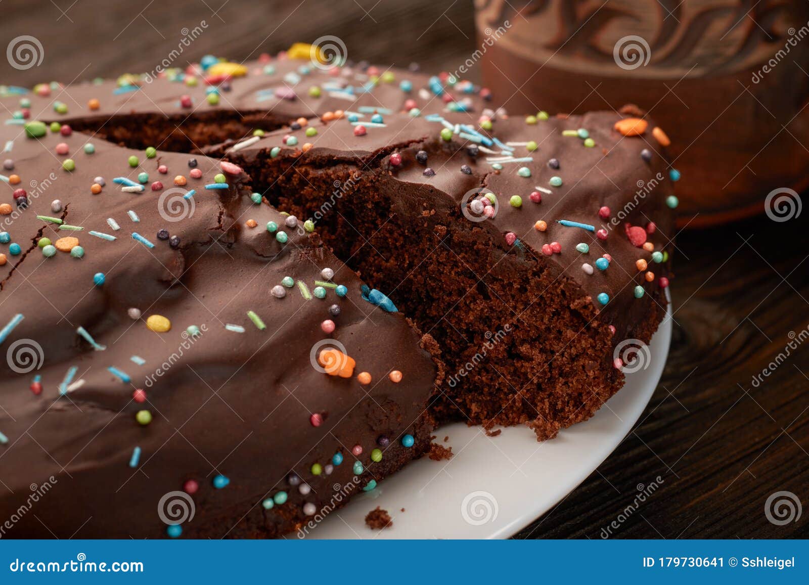Homemade Chocolate Cake with Pastry Topping Stock Image Image of