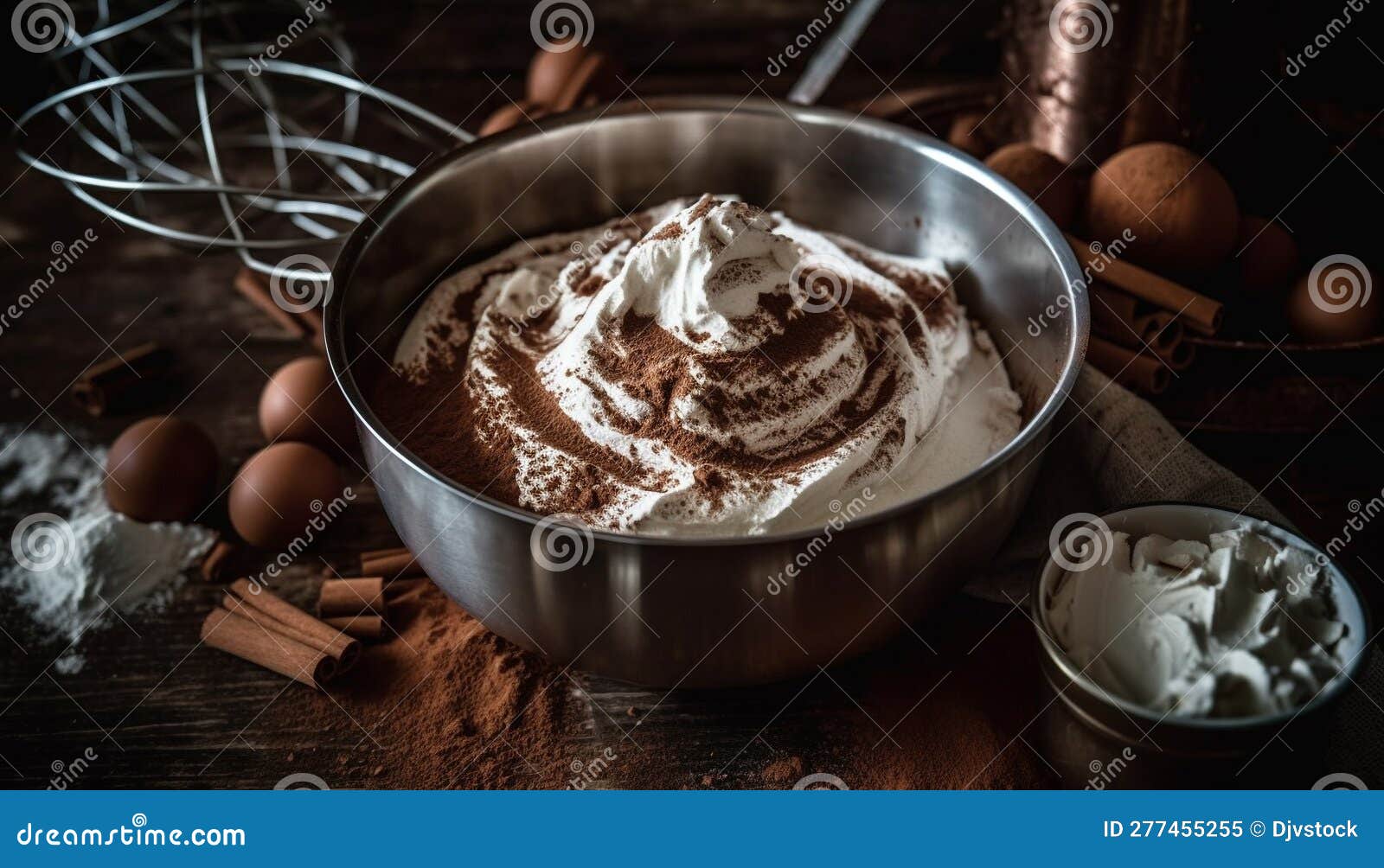 Homemade Chocolate Cookies with Whipped Cream Indulgence Generated by
