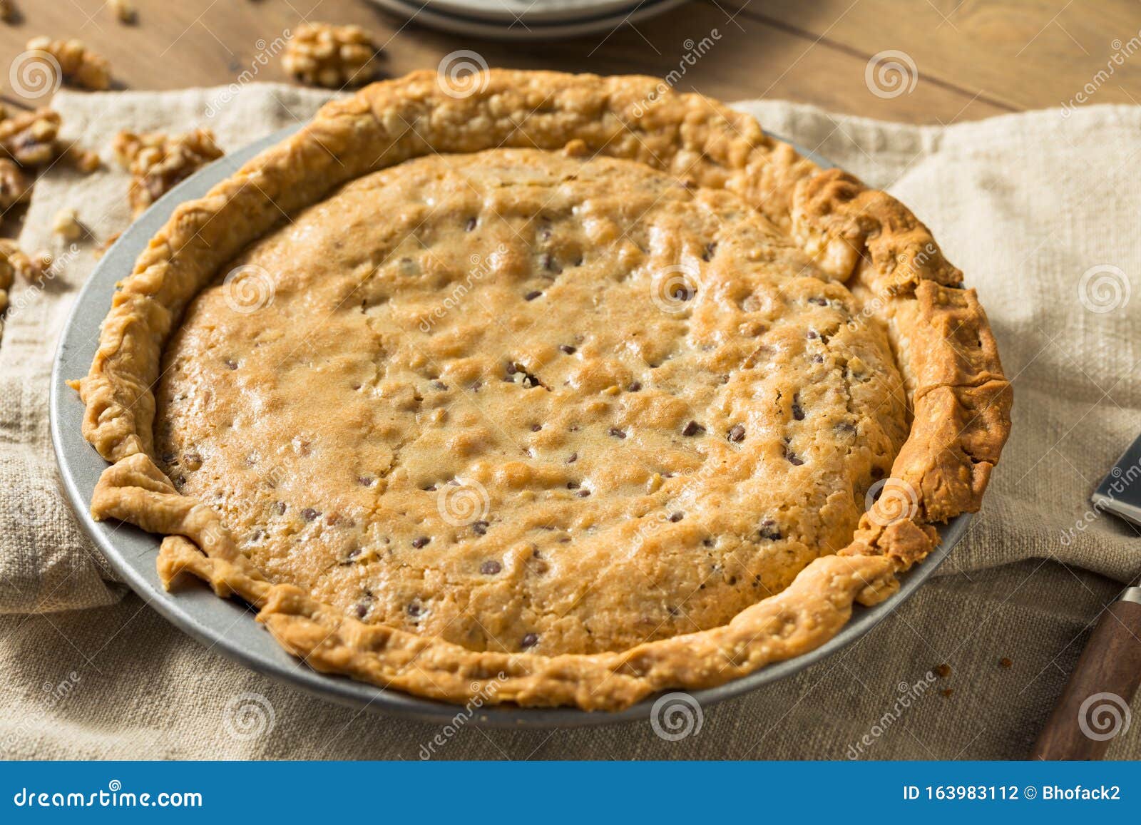 Homemade Chocolate Walnut Derby Pie Stock Photo Image of bakery