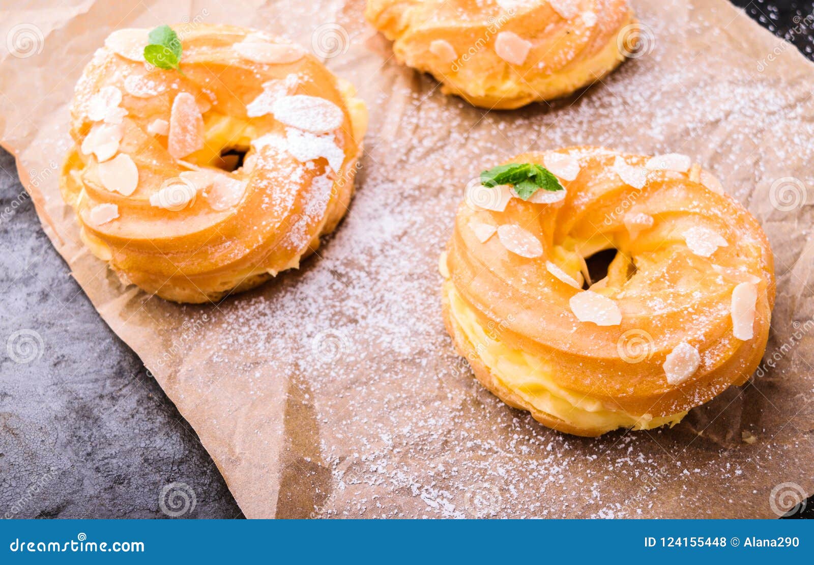 Homemade Choux Pastry Cake Paris Brest Stock Photo Image Of Hazelnut Beige 124155448