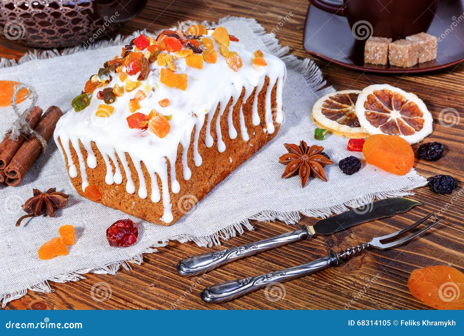 Homemade Cottage Cheese Cake with Candied Fruit Stock Image Image of